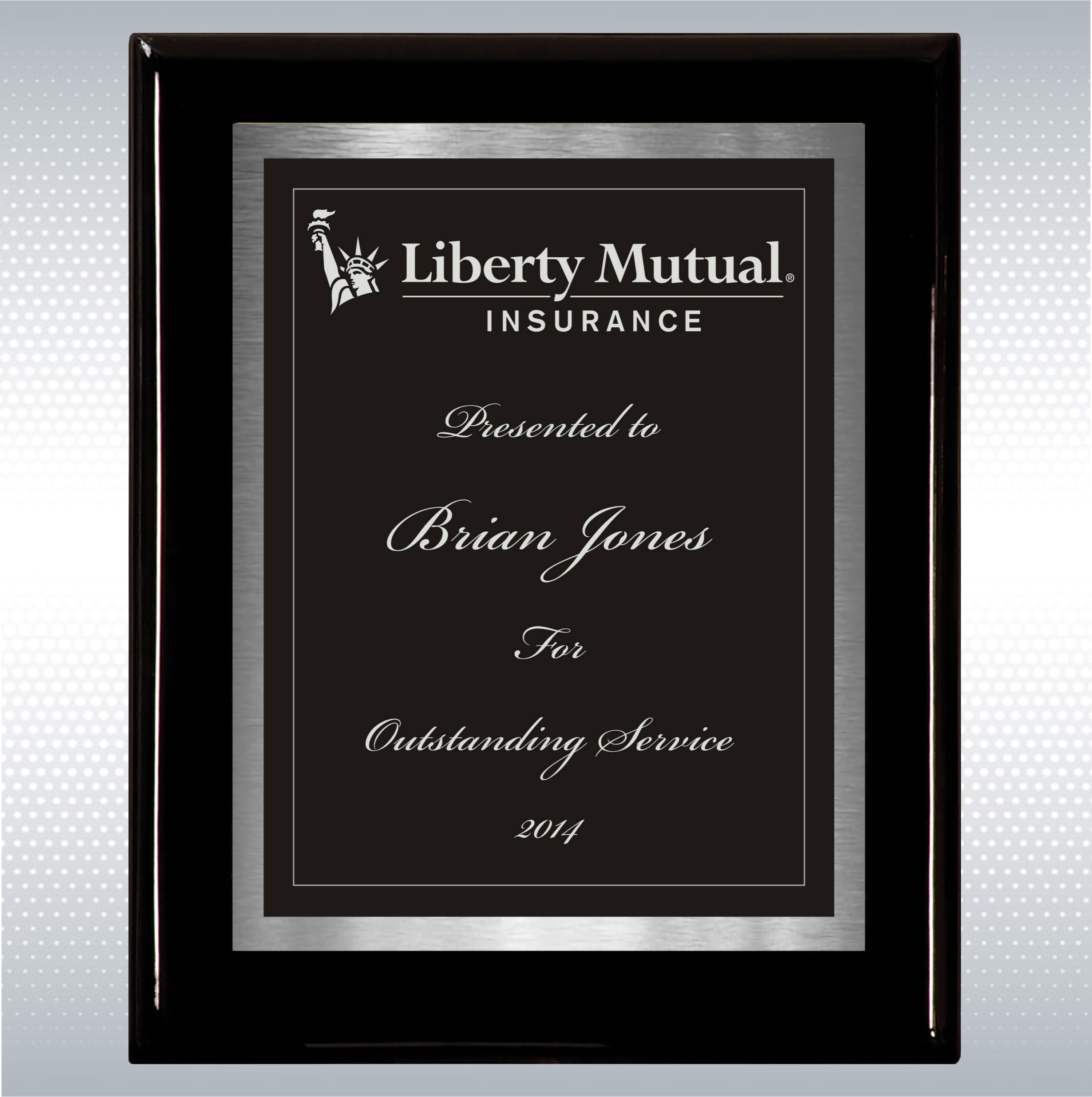 Black Piano Finish Wood Plaque w/Choice of Double Engraved Plate (8" x 10") 5