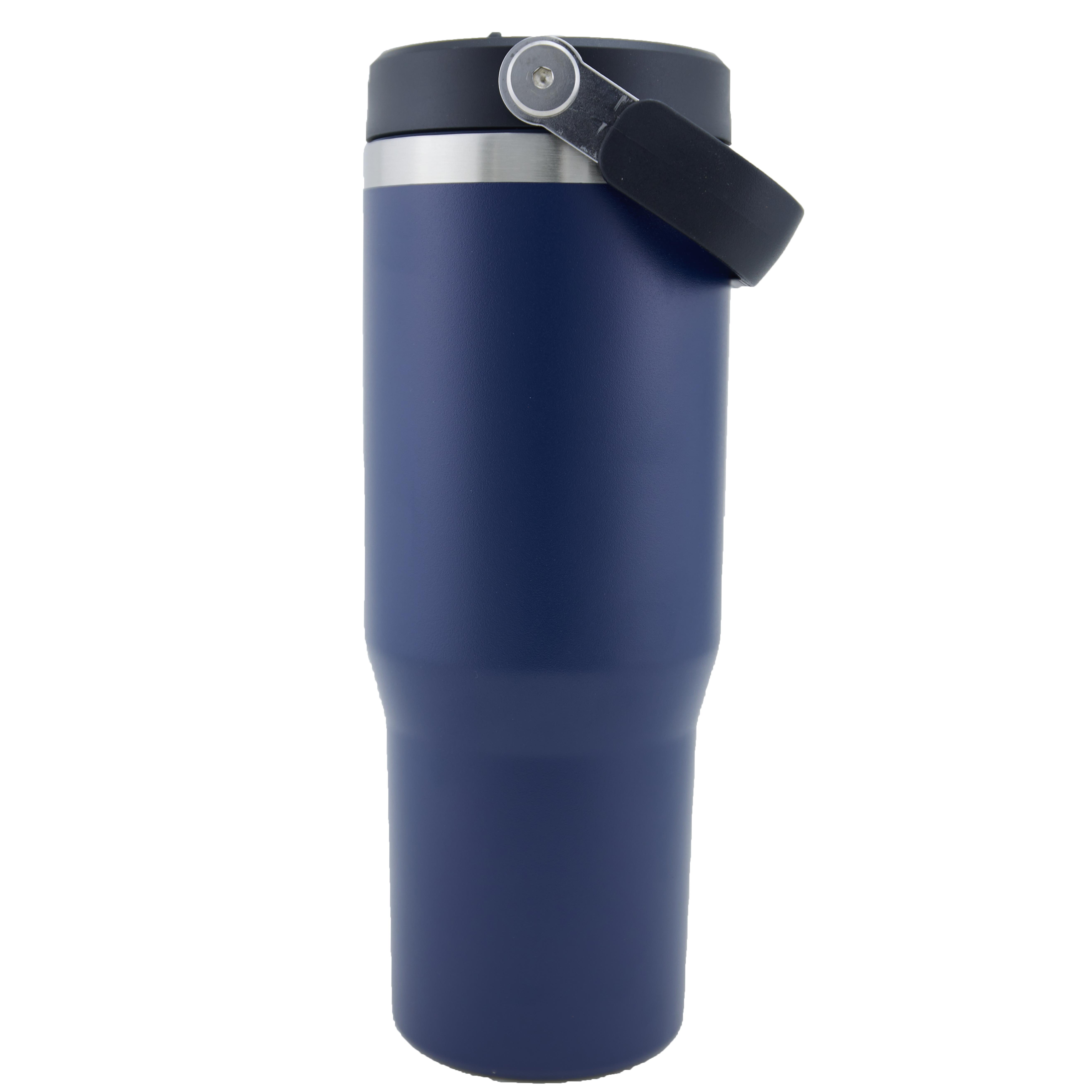 Scenesetter 30 Oz. Double Wall Vacuum Insulated Thermos w/Sip Straw and Carrying Handle Blue 5
