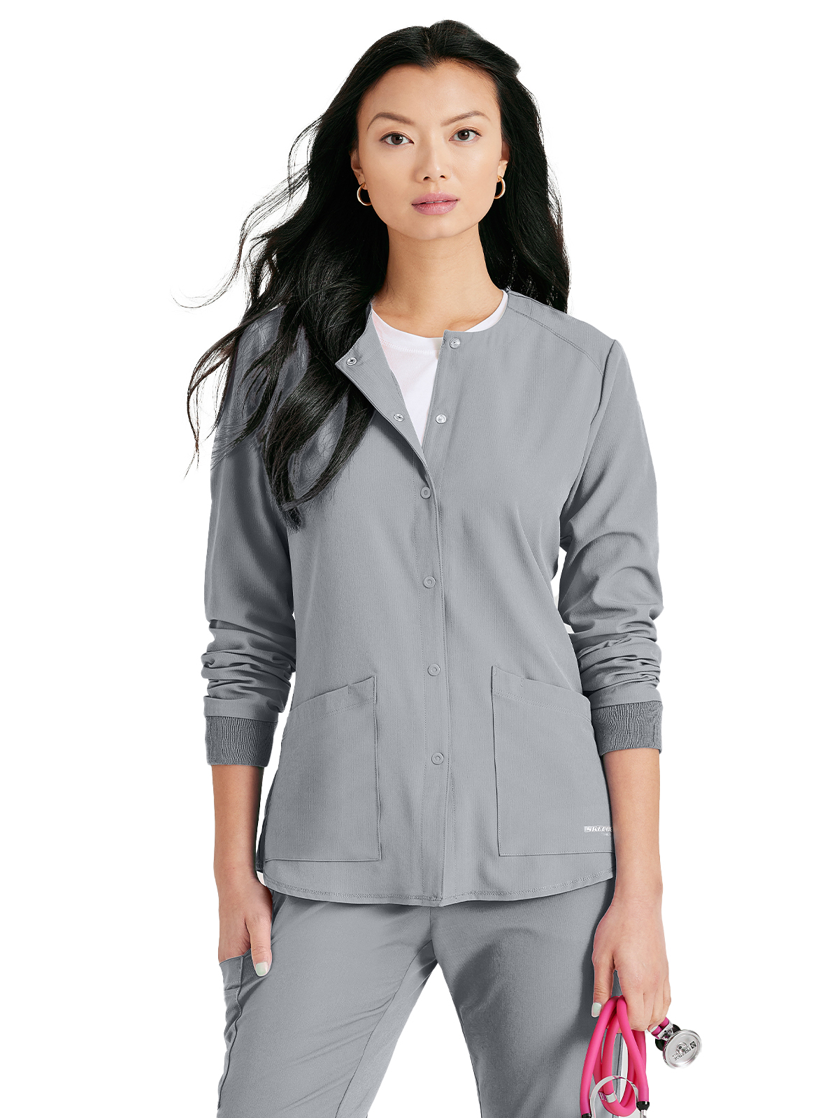Skechers - Women's Two-Pocket Snap-Front Stability Warm-Up Scrub Jacket 9