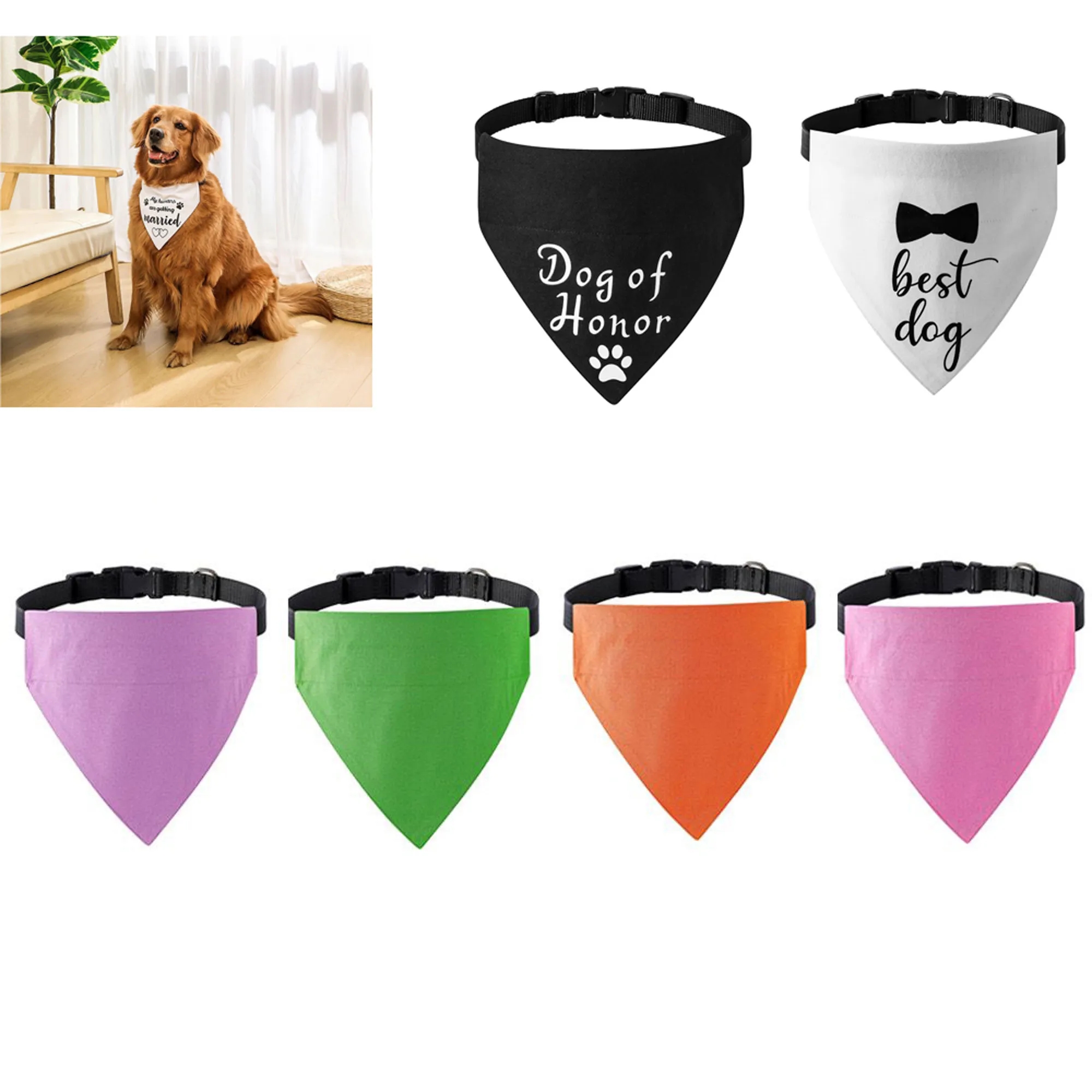 Pet Dog Triangle Bandana w/ Adjustable Collar 1