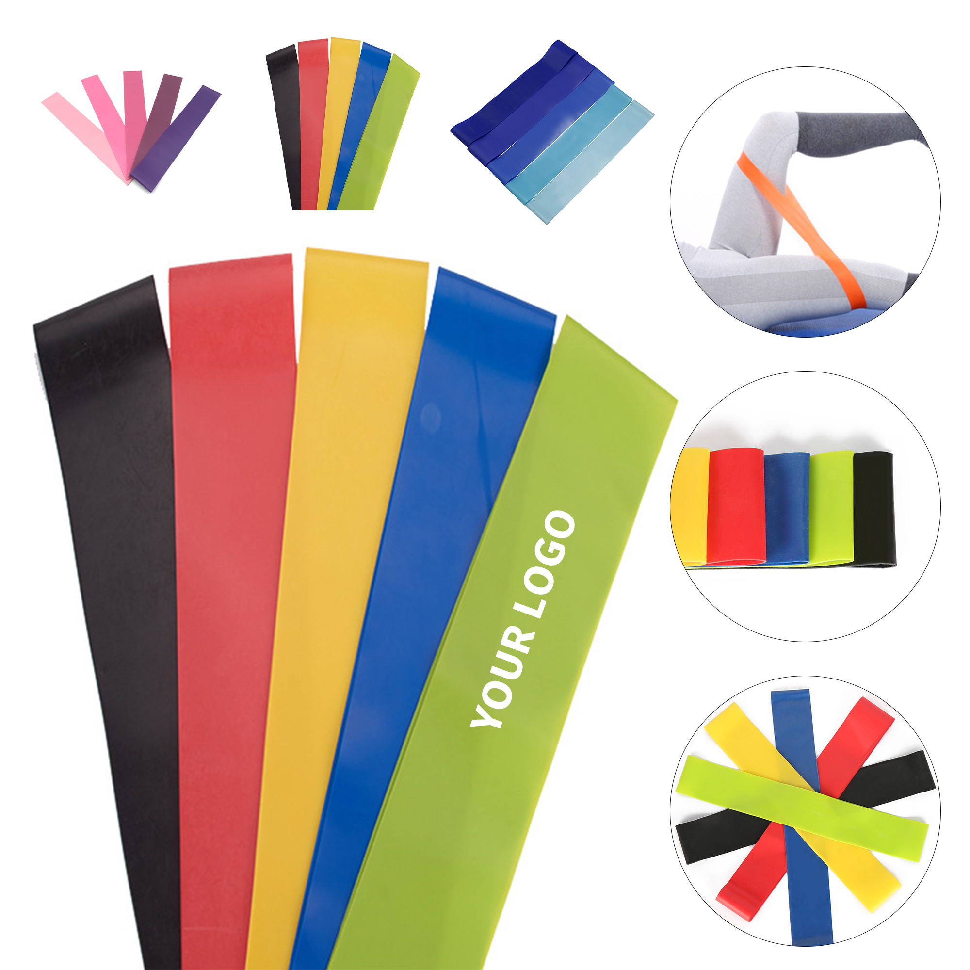 Set Of Five Resistance Loop Exercise Band With Carrying Bag 6