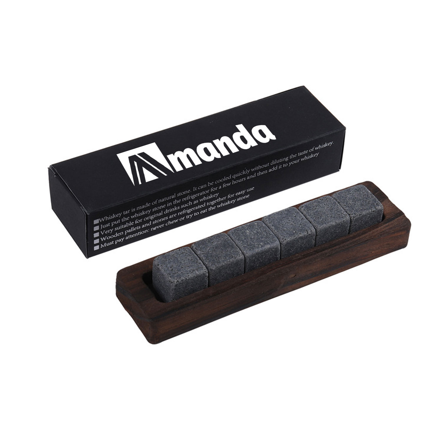 Custom Wooden Box Granite Ice Cubes Stones