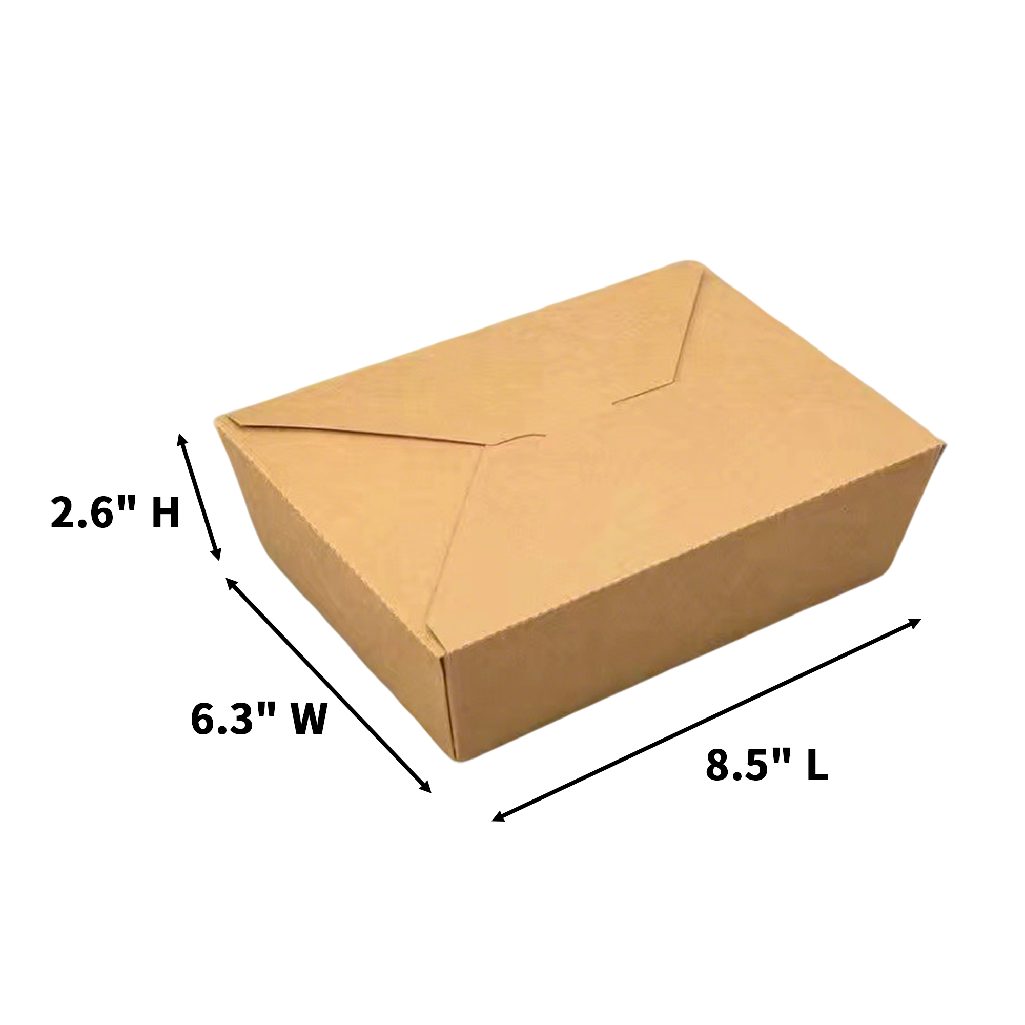 67 Ounce Kraft Paper Takeout Food Box 8.5" Length X 6.3" Width X 2.6" Height 3