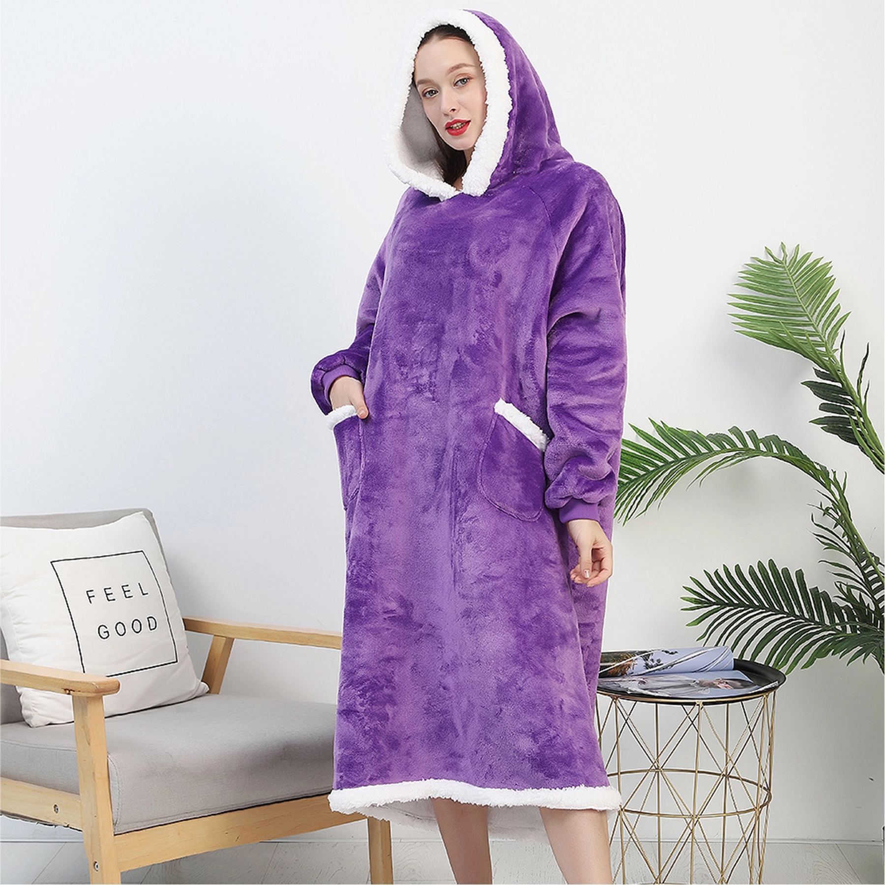 Oversized Blanket Hoodie Sweatshirt with Pockets, custom hoodie or sweatshirt with logo imprint 6