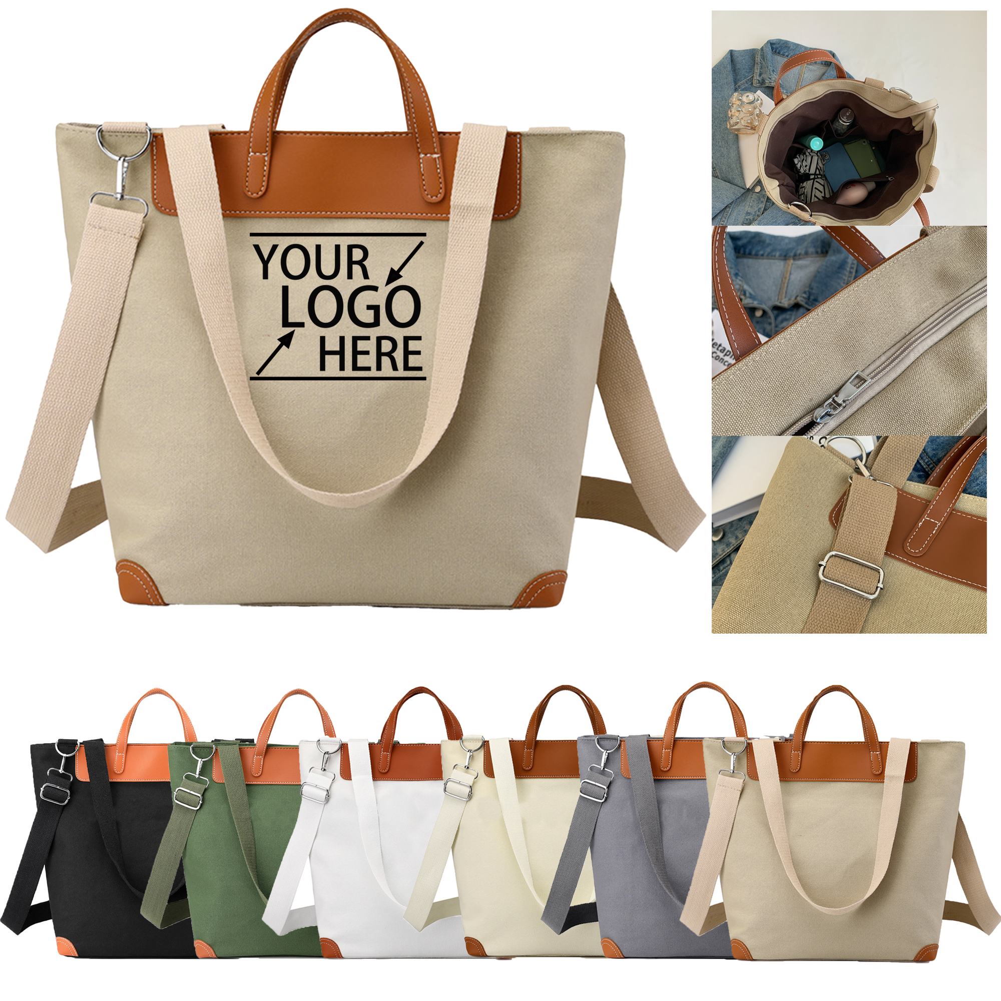 Single-Shoulder Canvas Tote Bag, custom tote bag with logo imprint 2