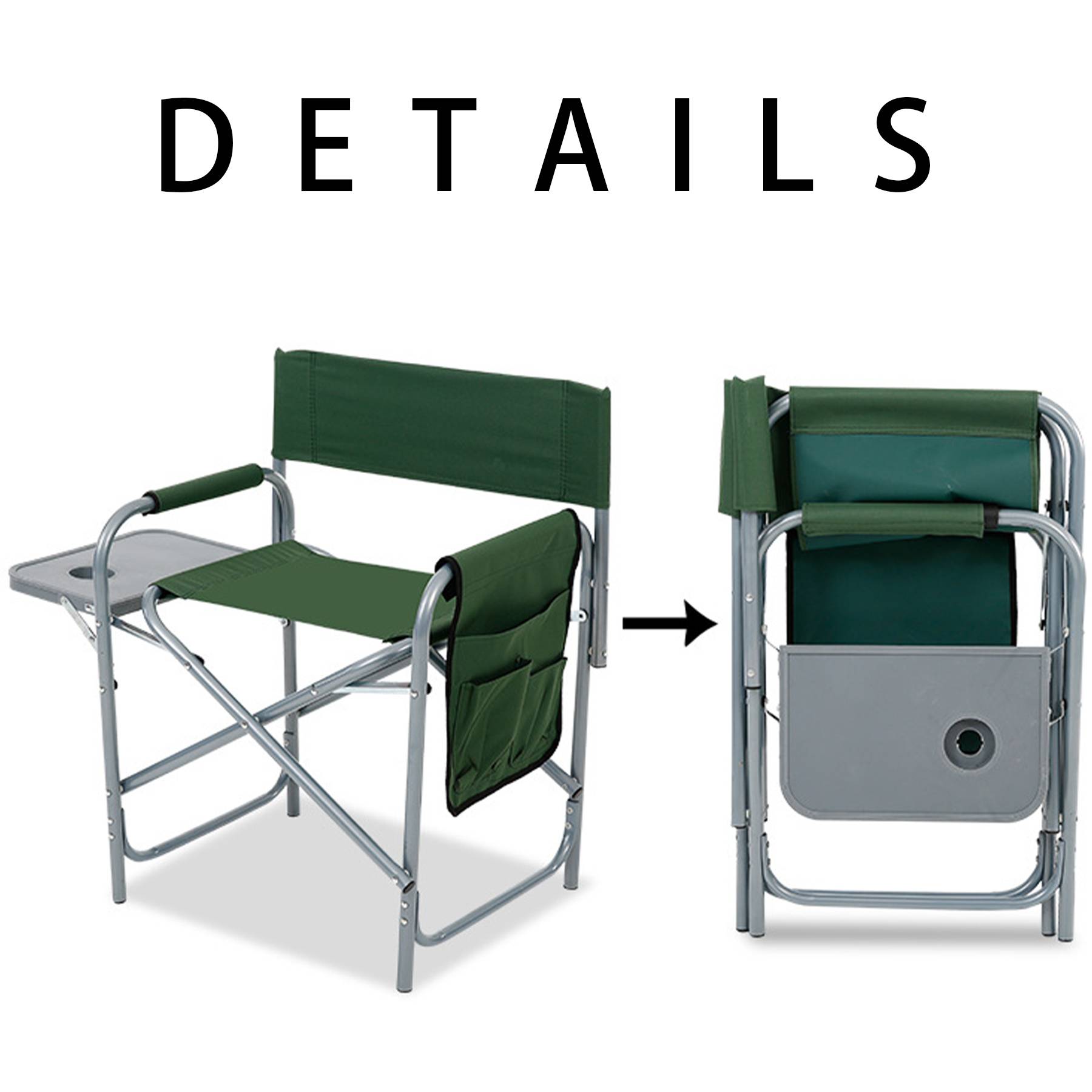 Steel folding camping chair beach high armchairs 4