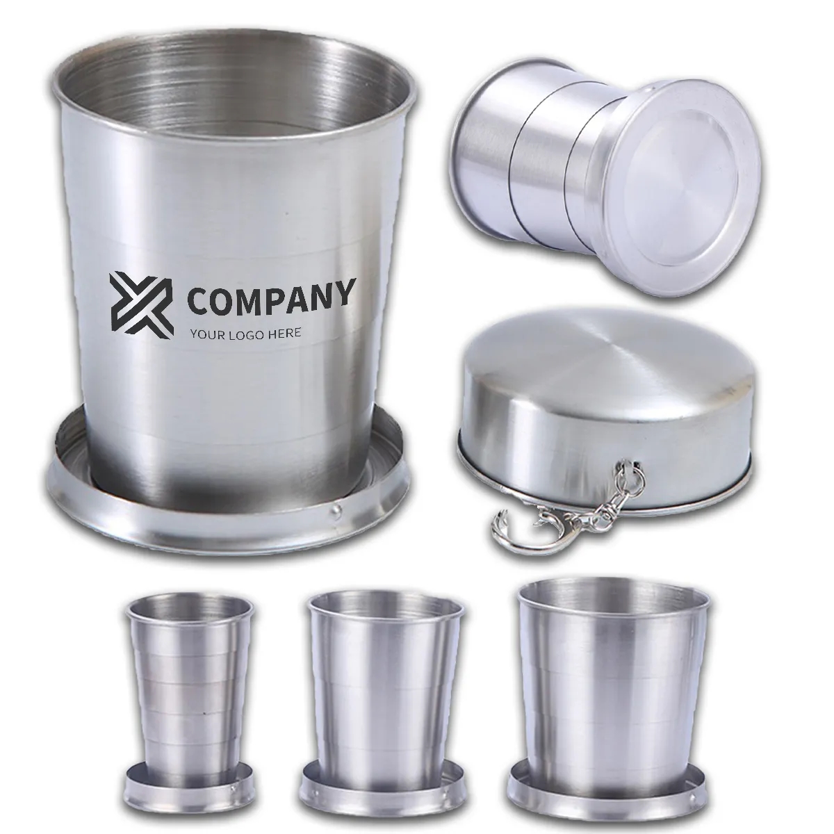 Outdoor Travel Stainless Steel Collapsible Cup Keychain 2