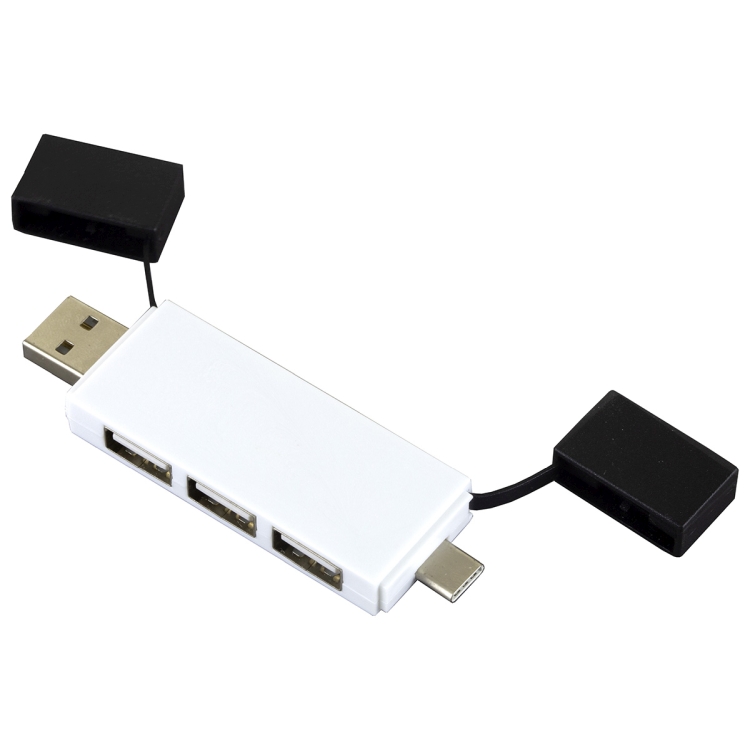 "Freedom" 2 in 1 – 3 Port Mini USB Hub with Type A & Type C Adapter 13