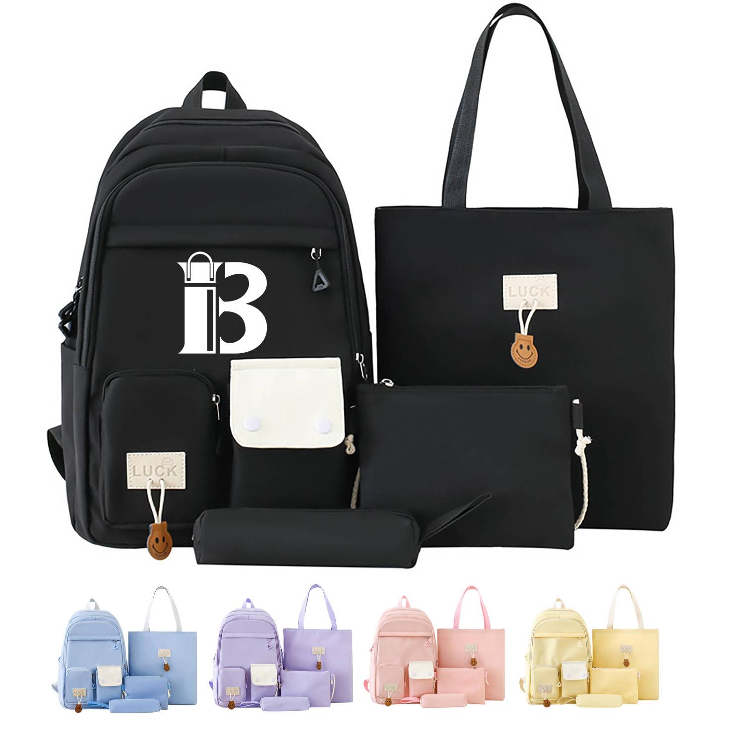 4 Pcs Large Capacity Nylon School Backpack Set 2
