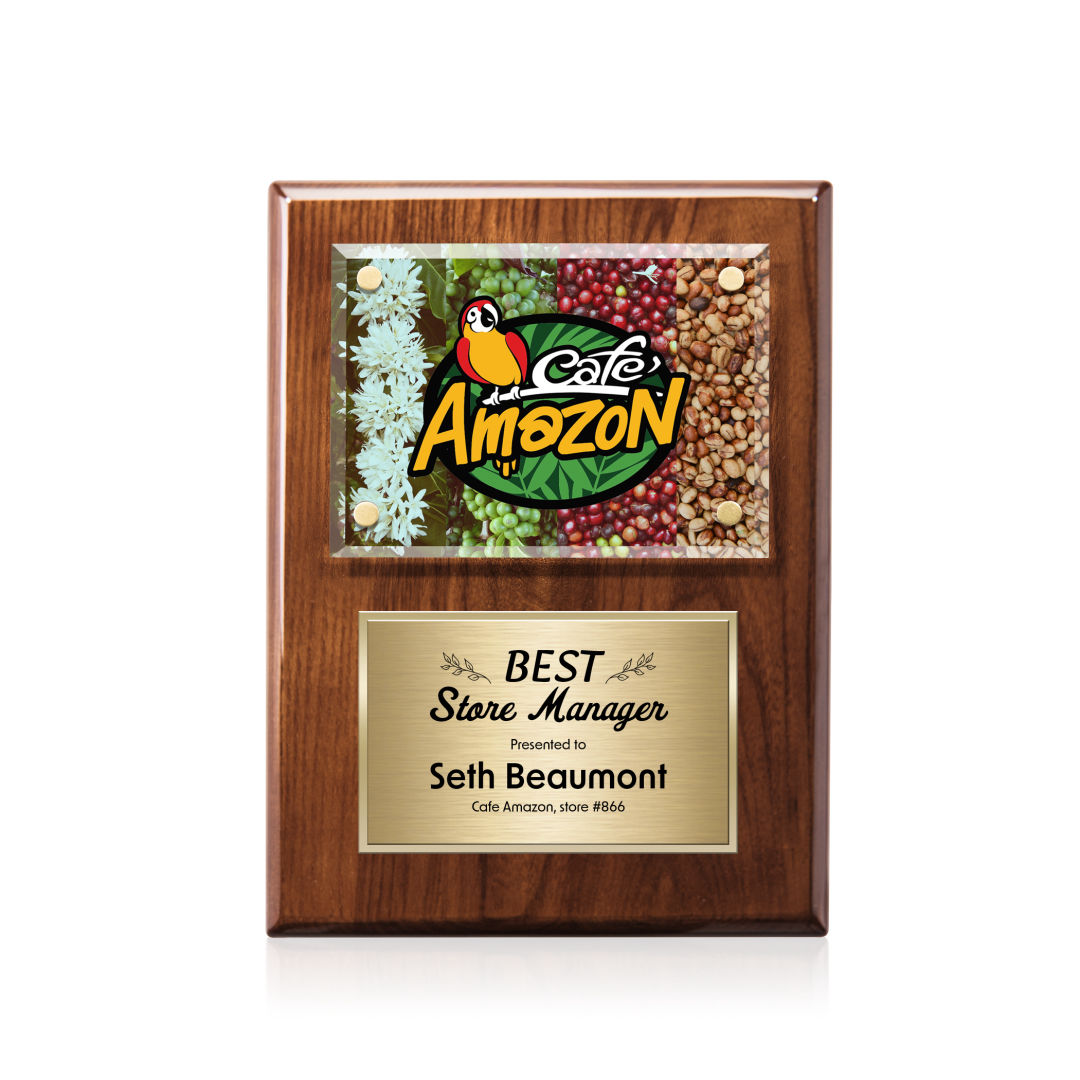 Gossamer VividPrint™ Plaque - Walnut/Gold 4