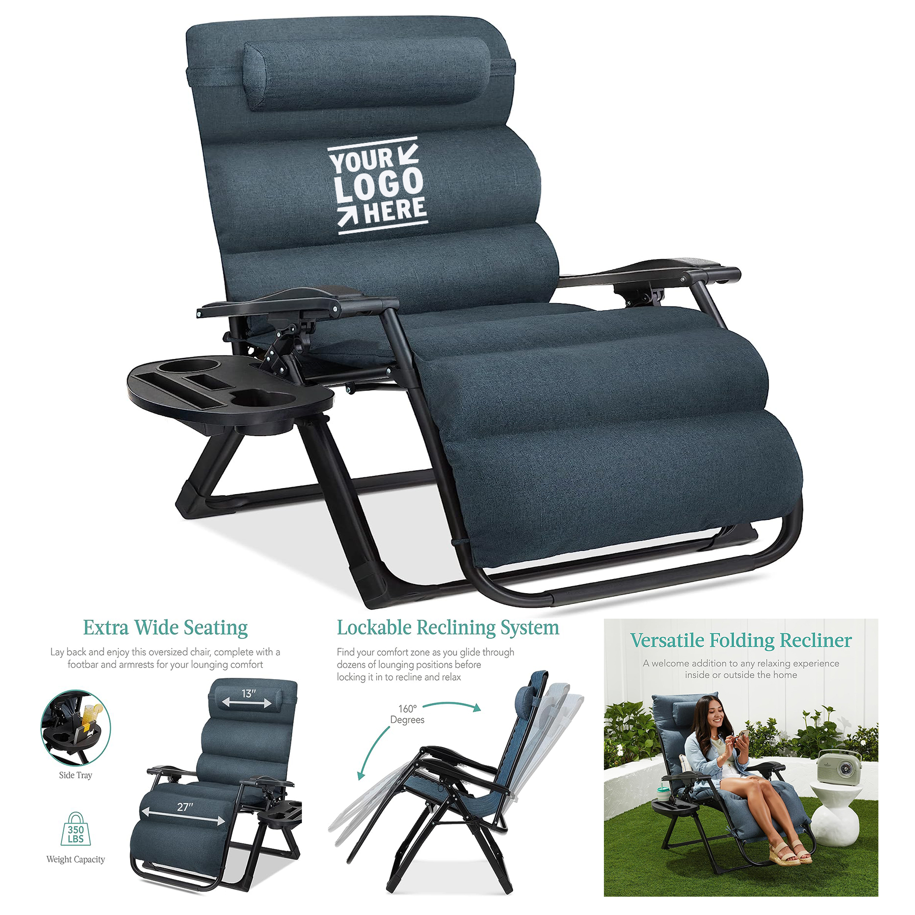 Removable Cushion Folding Outdoor Patio Recliner Best Choice Product Oversized Zero Gravity Chair