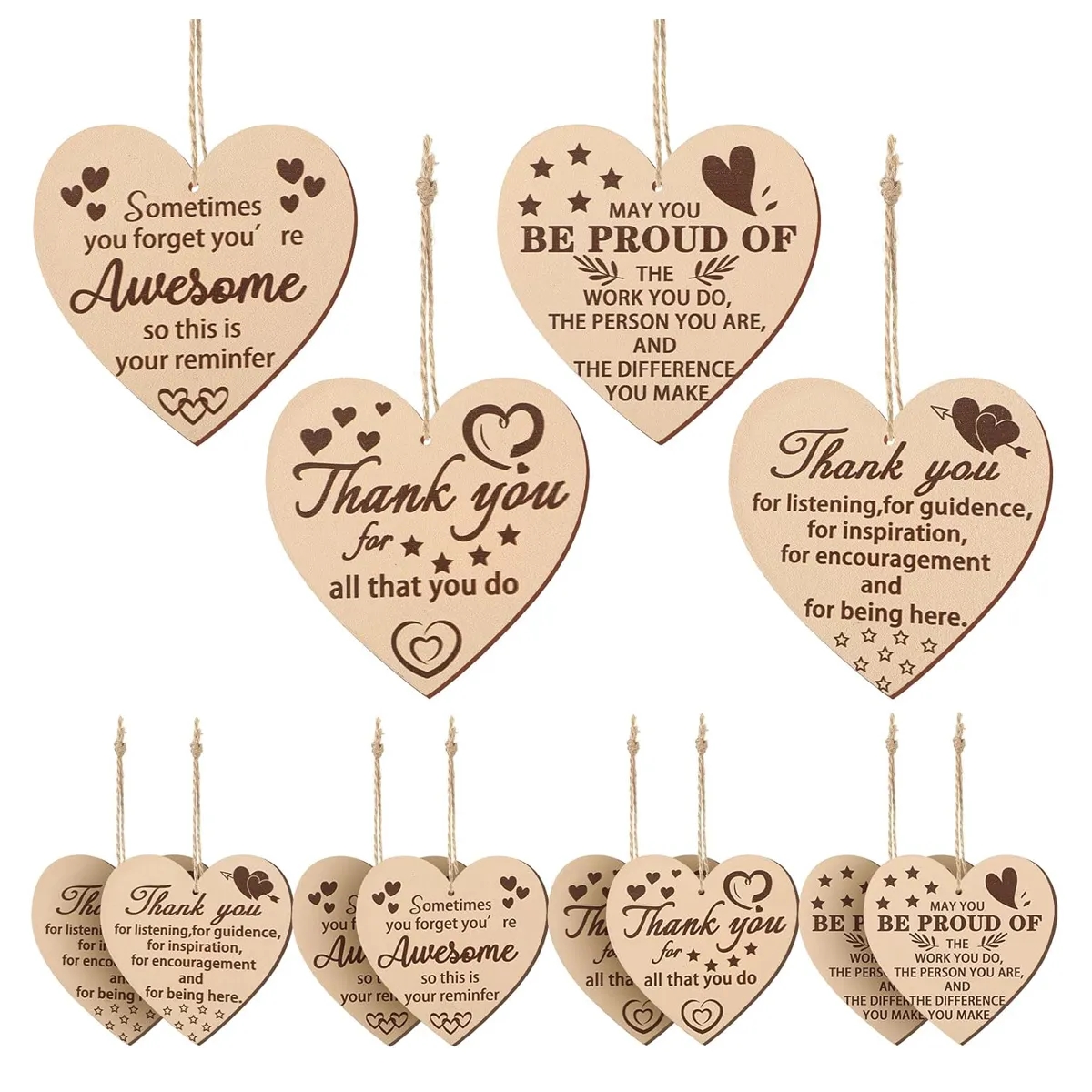 Wooden Hanging Heart Ornaments 11
