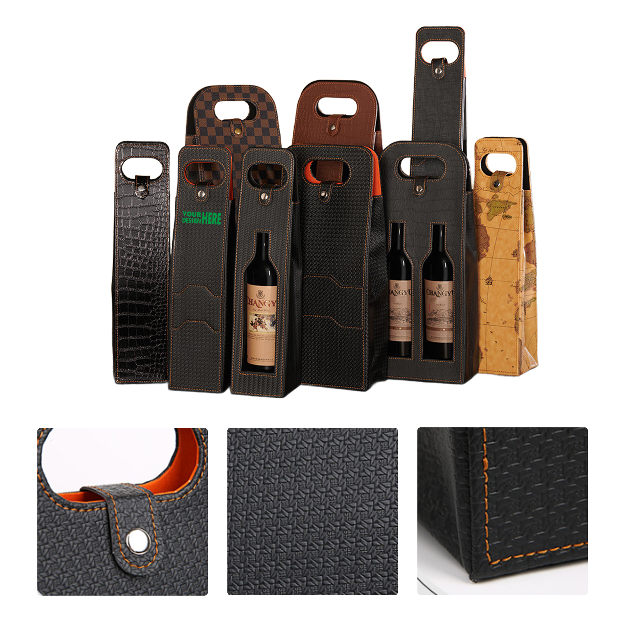 MOQ50 Luxury Wine Gift Bag with Window Design for Two Bottles 1