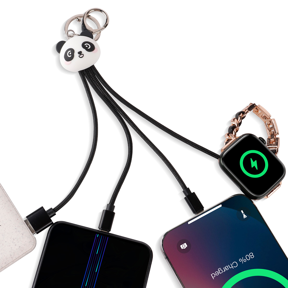 PVC Multi-Port Charging Cable with Apple Watch Wireless Charger - Stock & Custom PVC Options 4