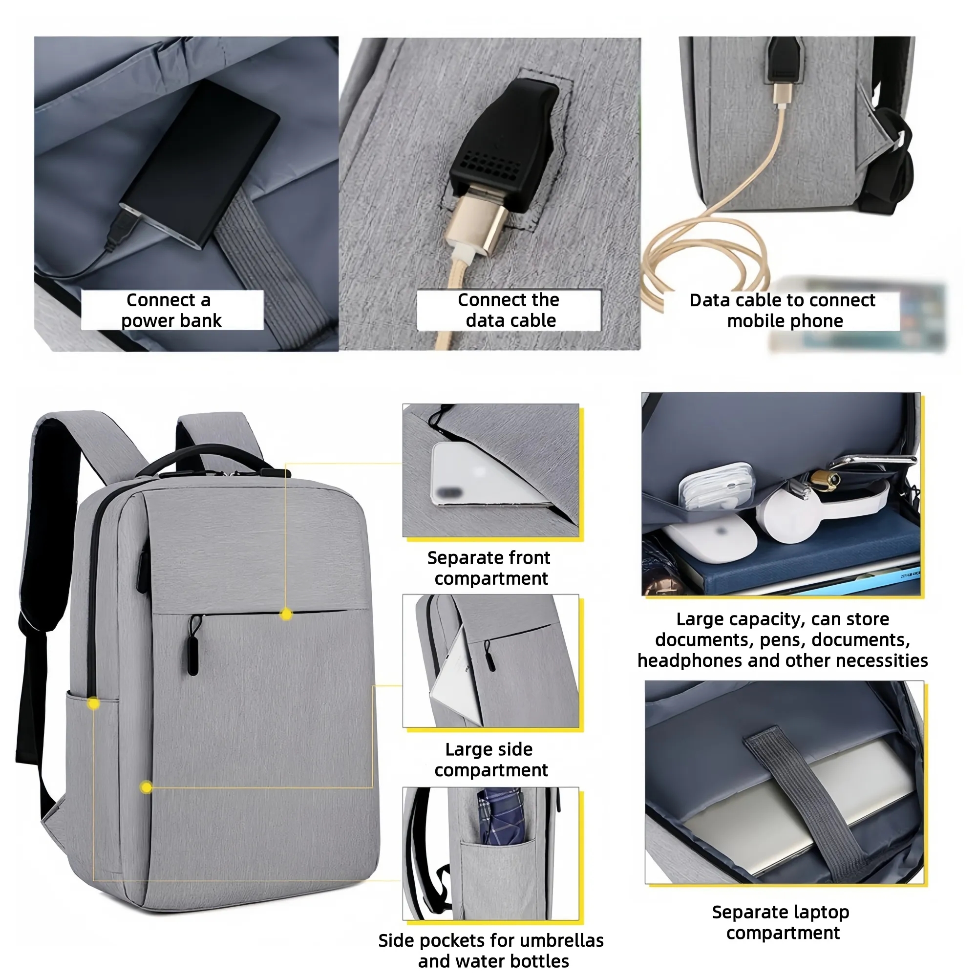 15.6 Inch Business Laptop Backpack With USB Port 4