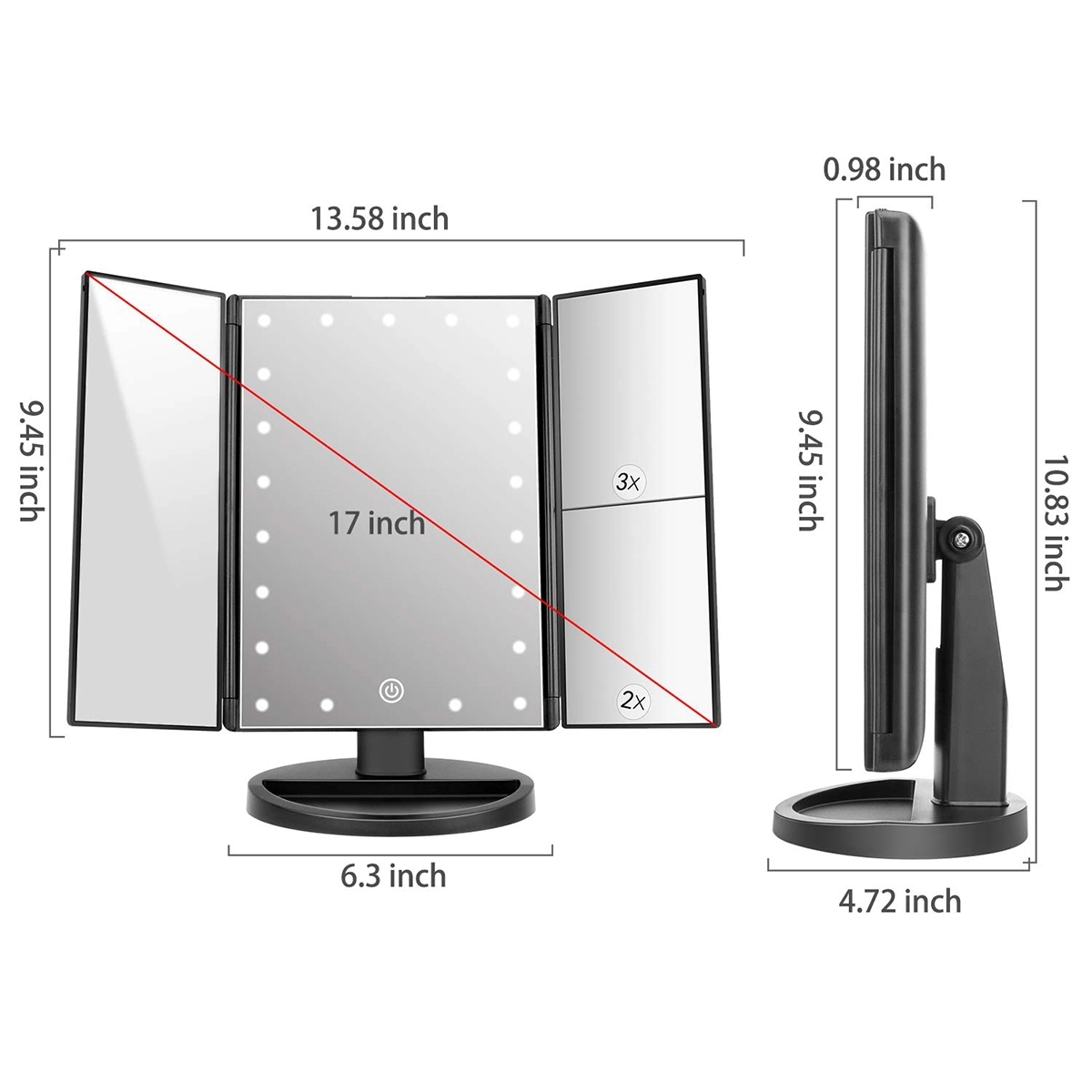 Trifold Lighted Vanity Mirror 2