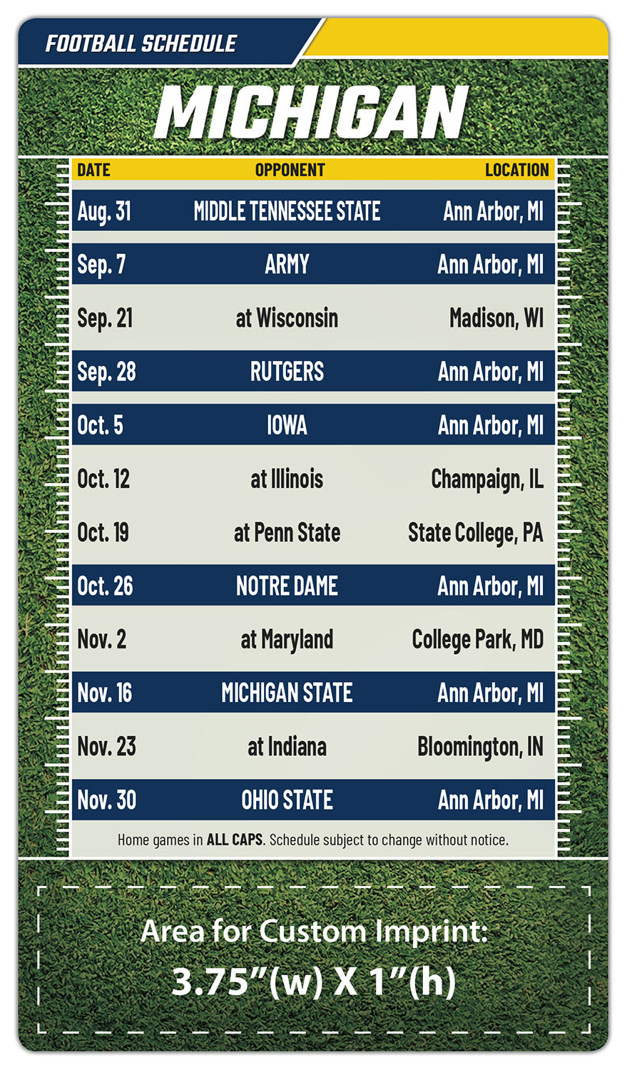 Magnet Sport Schedules - 4x7 Football Round Corners - 25 mil.