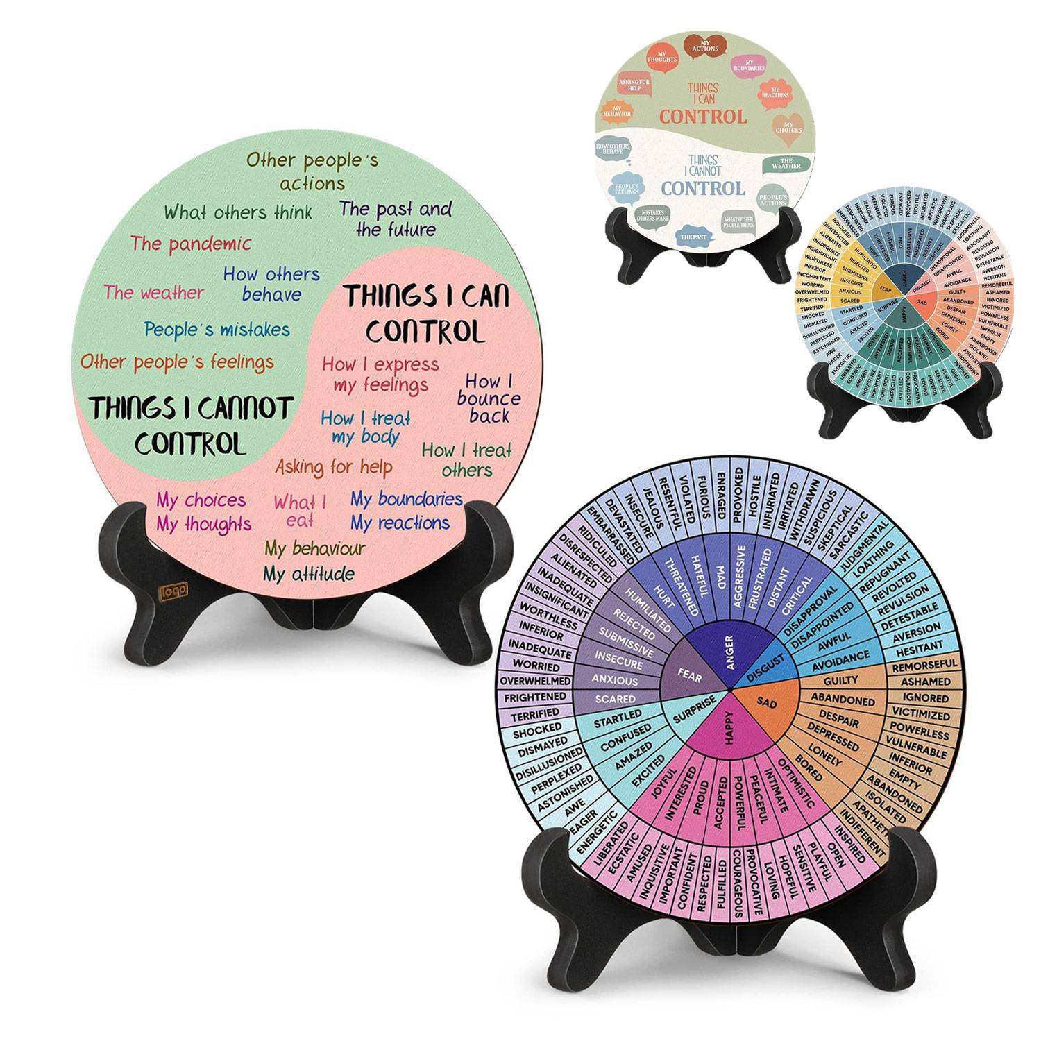 Wooden Emotion Wheel Desk Display Chart 5