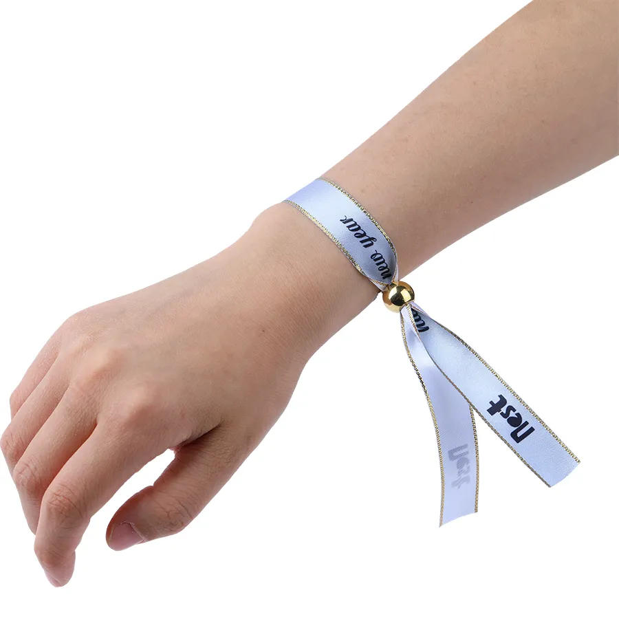 Full Color Metallic Edge Satin Cloth Wristbands 11