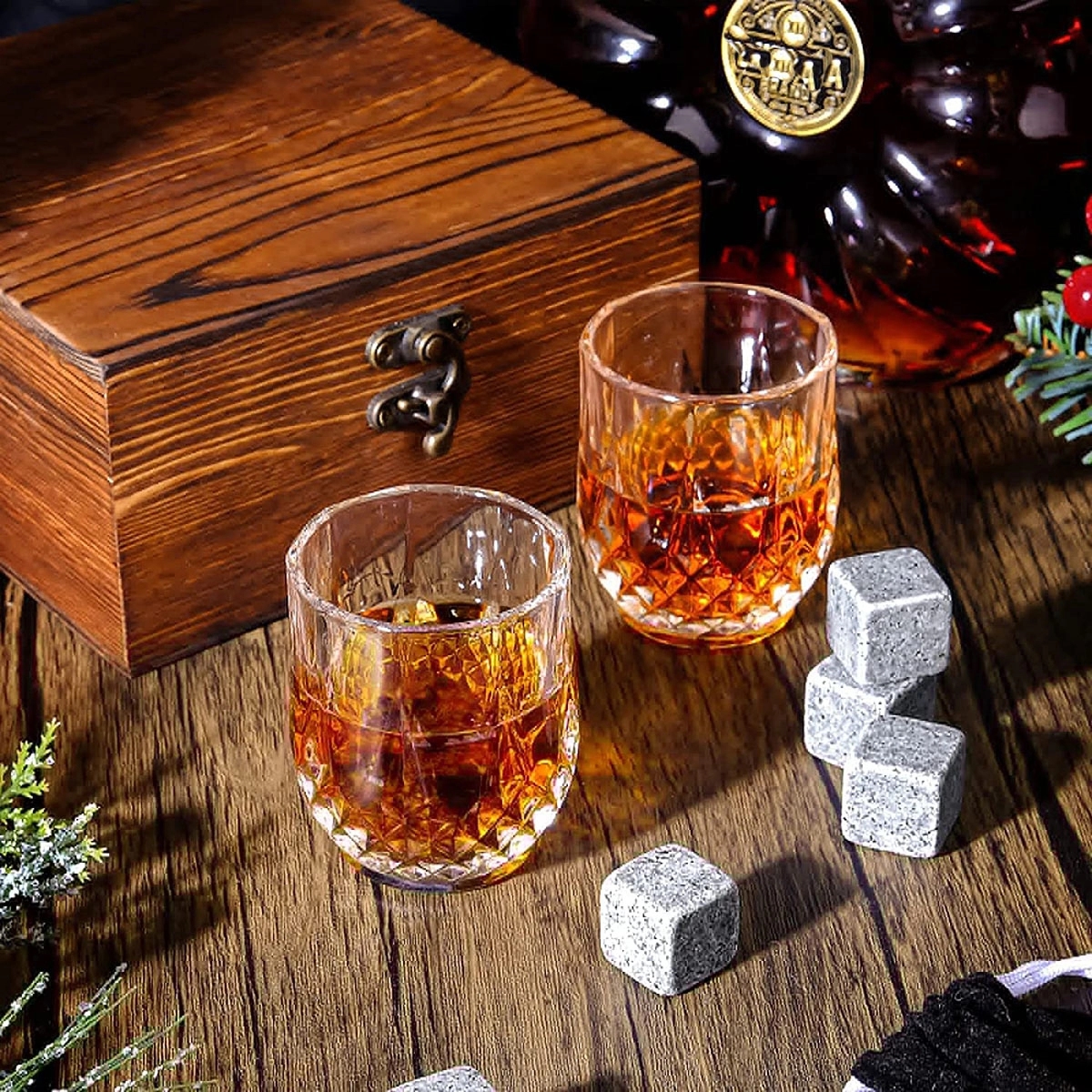 Whiskey Glasses Gift Set 6 Granite Rocks 2