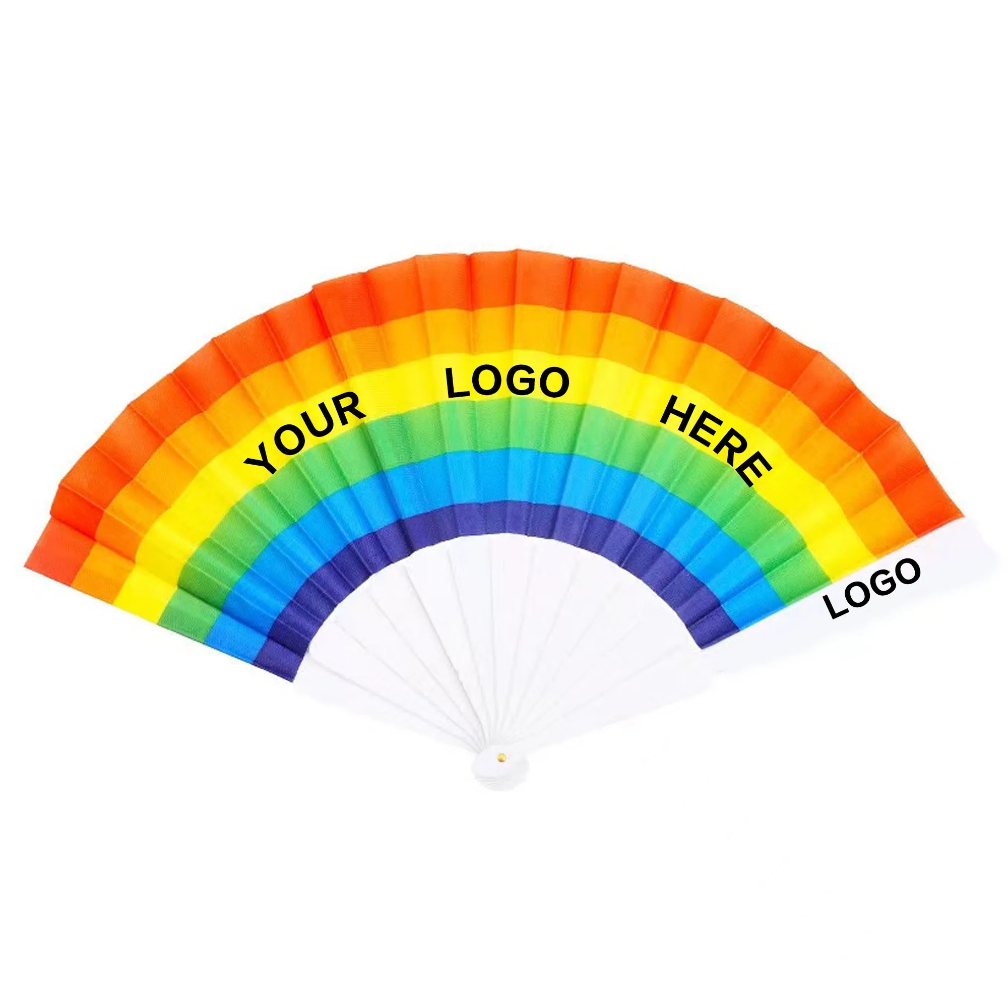 Rainbow Folding Fabric Hand Fan
