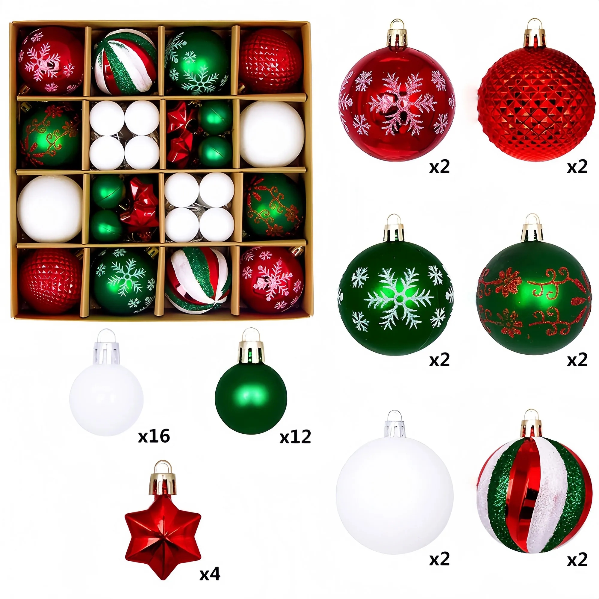 Premium Christmas Bauble Set With Unique Designs 26