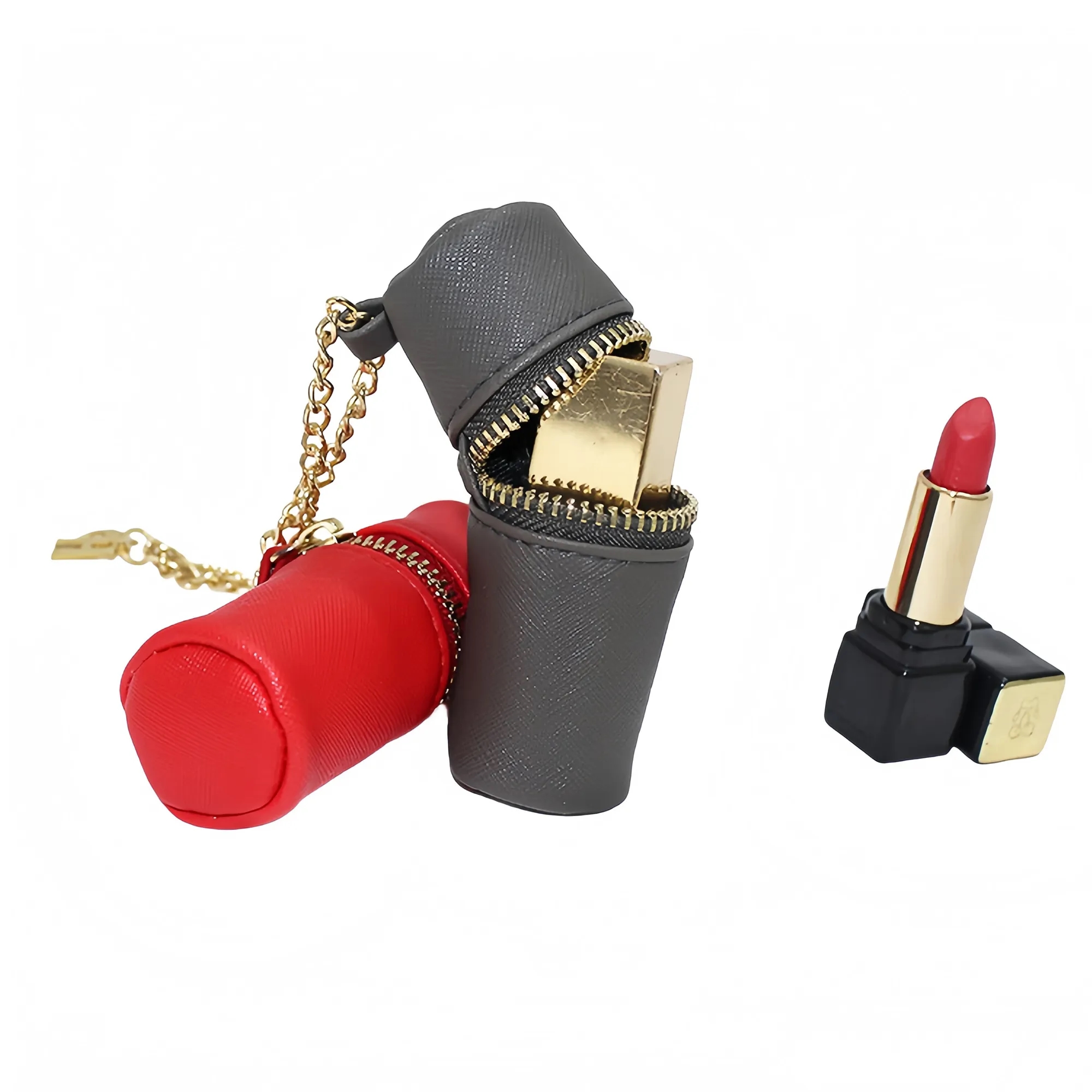 Durable PU Lipstick Keychain Pouch For Portable Storage 2