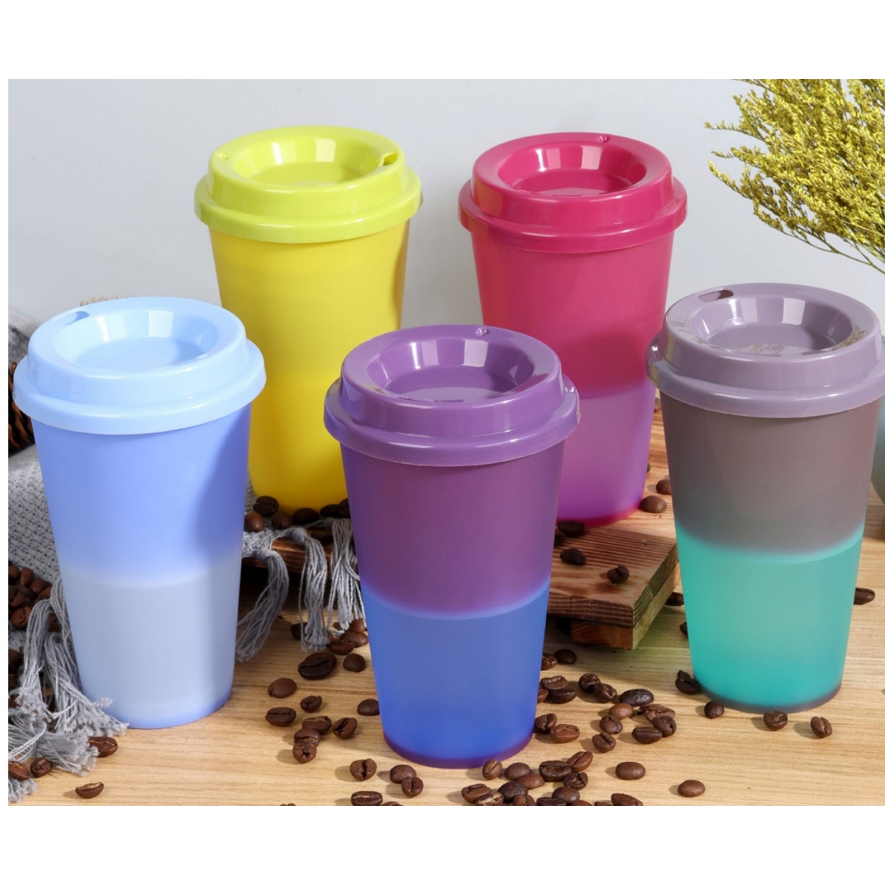 5 Pack Color Changing Cups 17 oz Plastic Cups with Lids 3