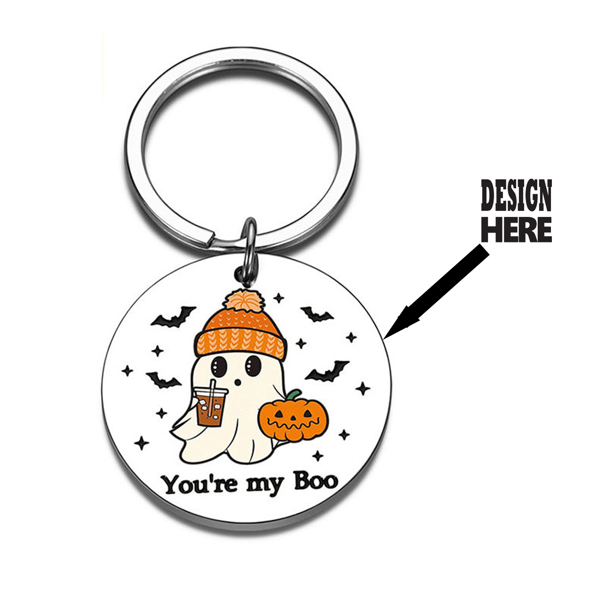 Spooky Pumpkin Head Metal Key Holder Halloween Charm 3