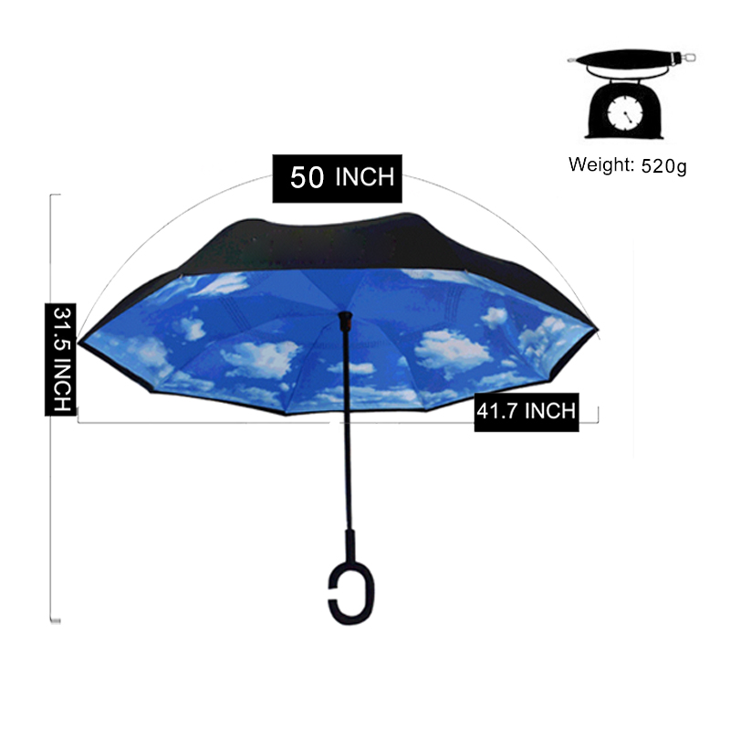 Waterproof Folding Double Layer Reverse Inverted Umbrella 2