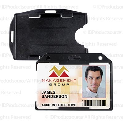 2.50" W x 3.63" H - Multi-Directional Rigid Two-Card Holder (Blank) 2