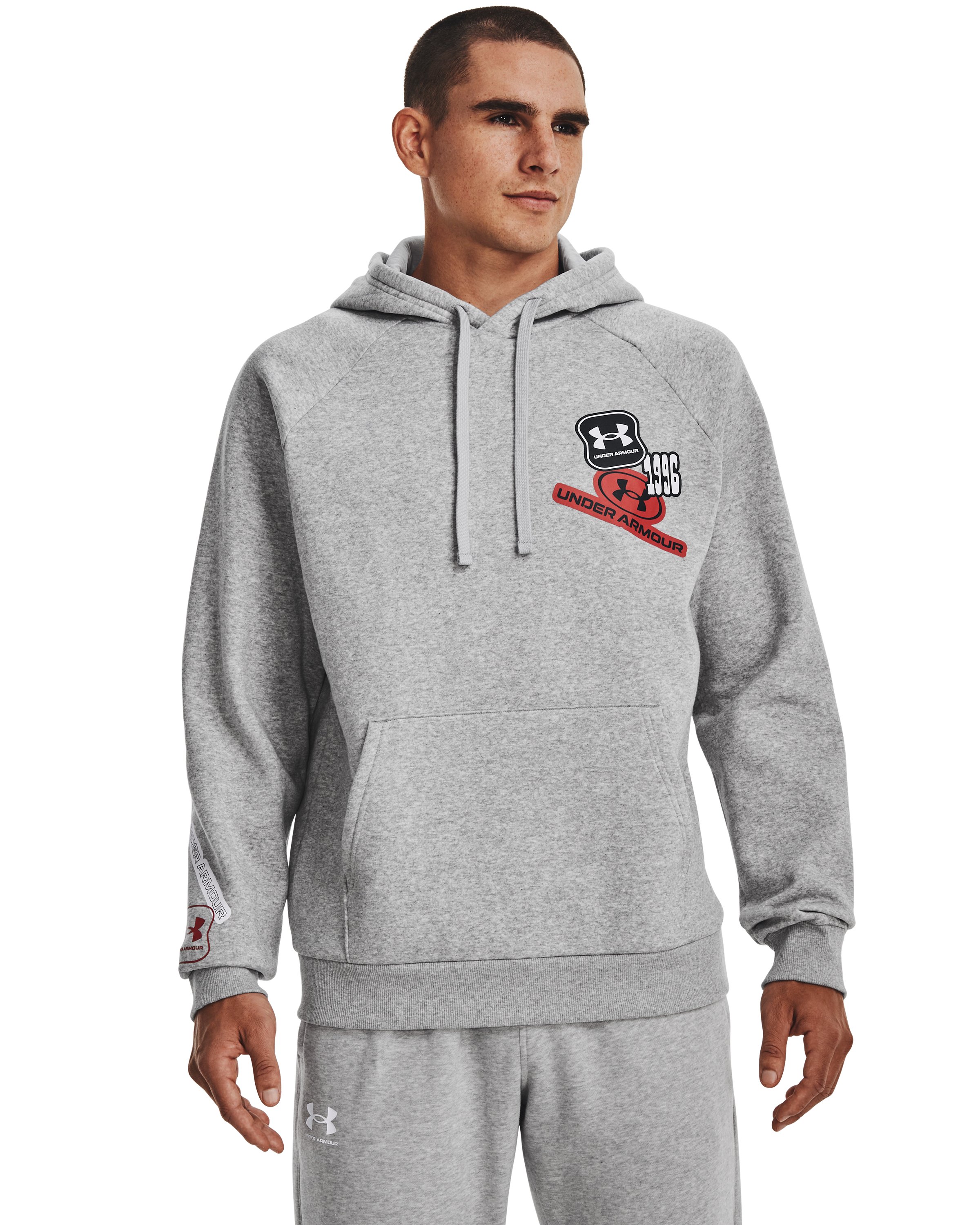 Men's UA Rival Fleece Graphic Hoodie, custom hoodie or sweatshirt with logo imprint 3