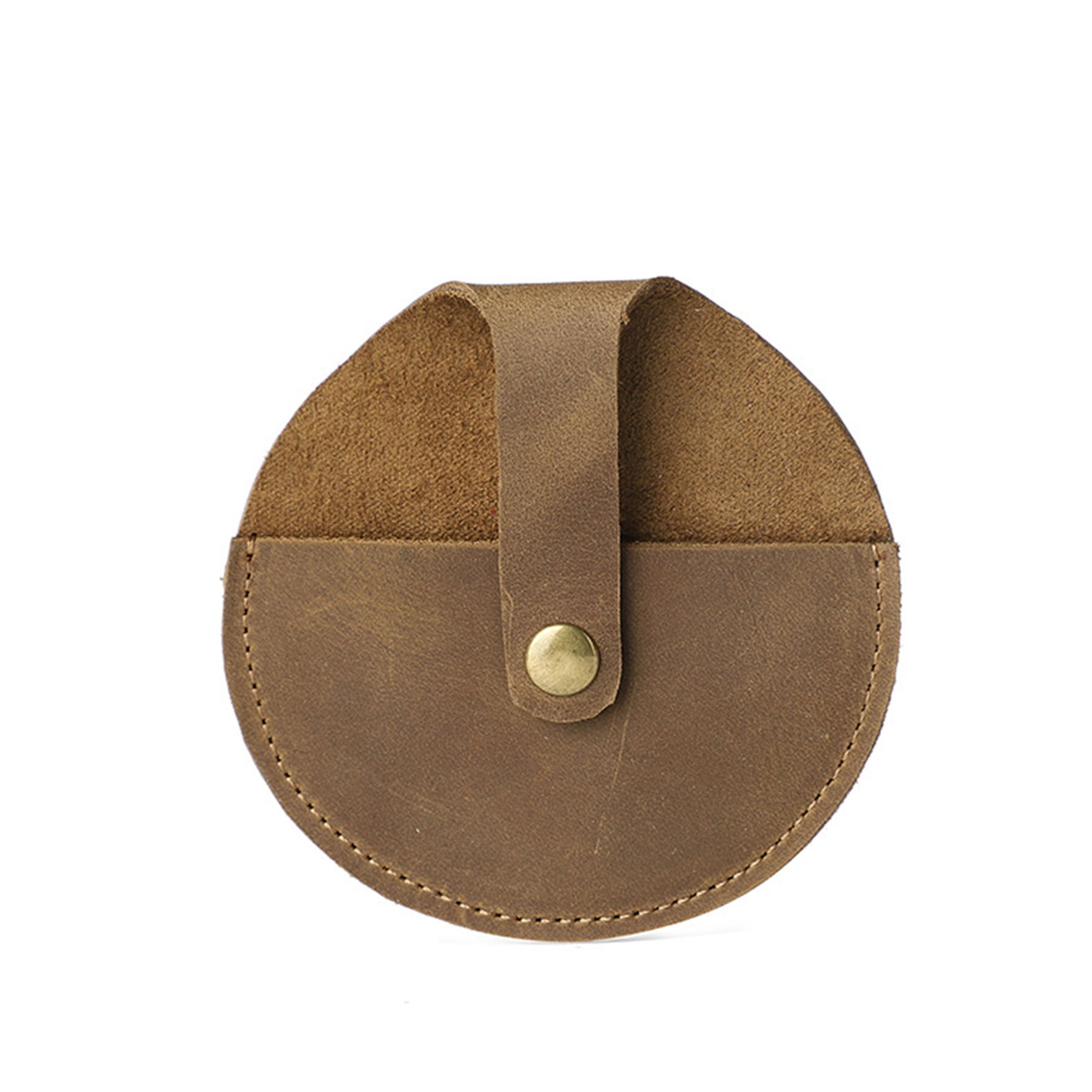 Genuine Leather Round vintage coin storage bag 7