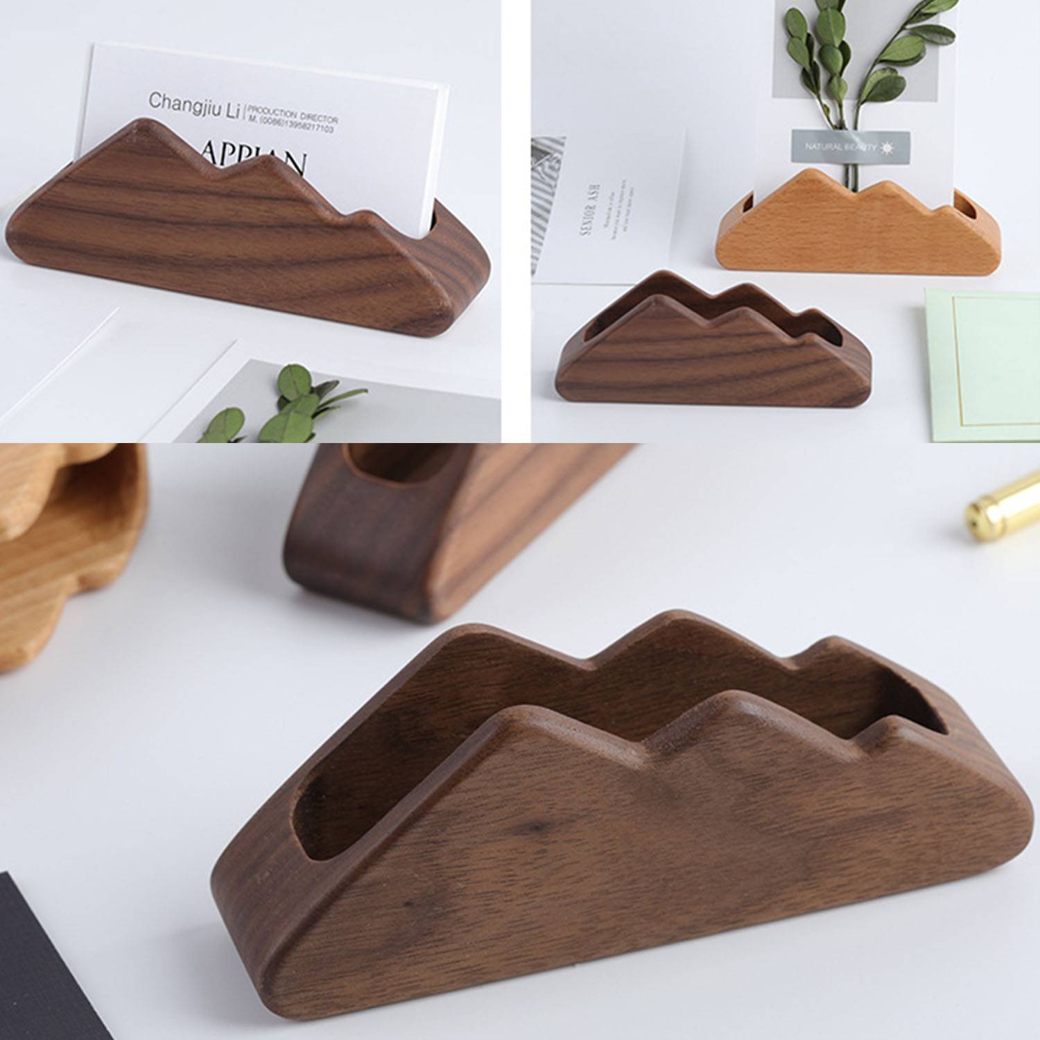 Wooden Business Card Stand Desktop 3