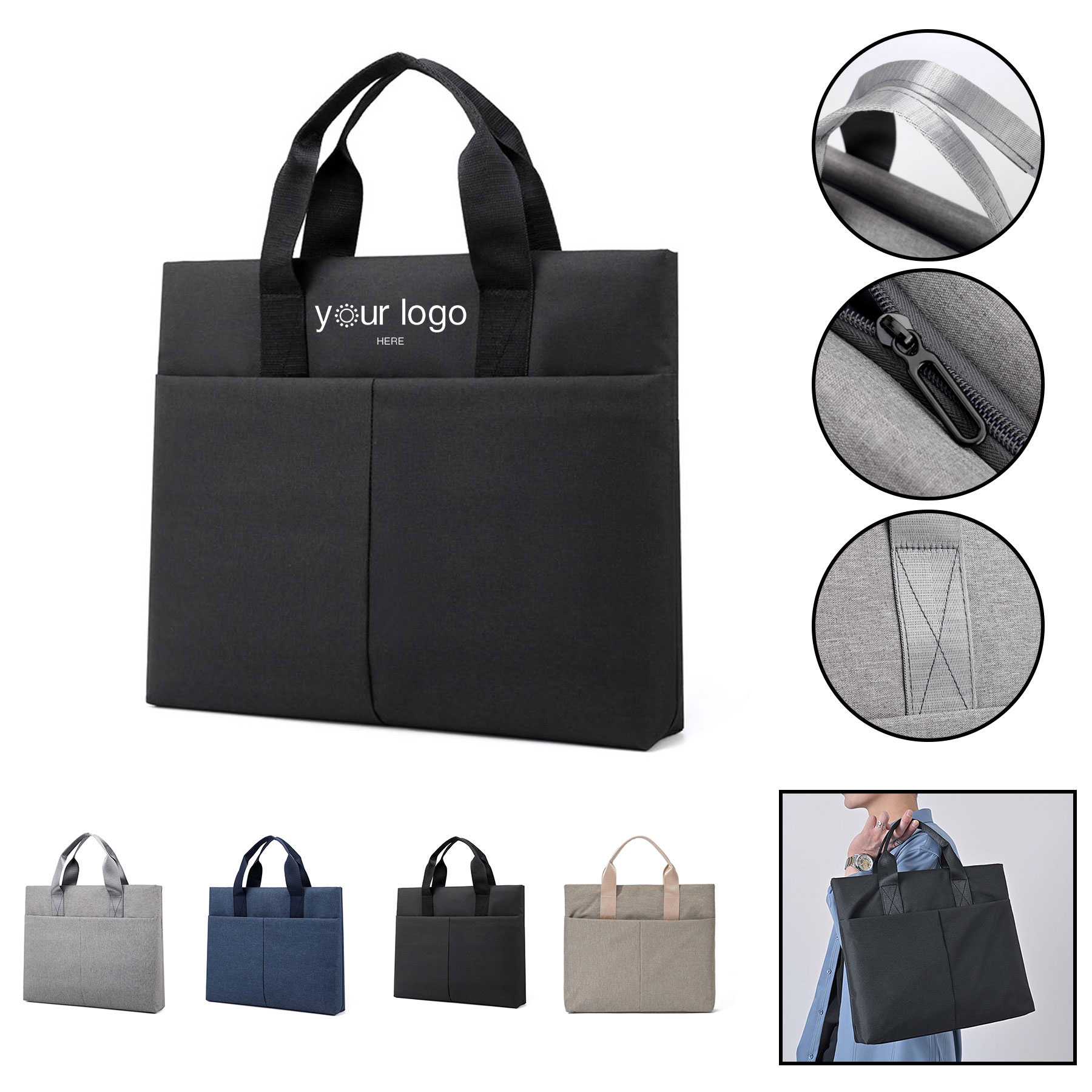 Portable Office Document File Bag With Handle 1