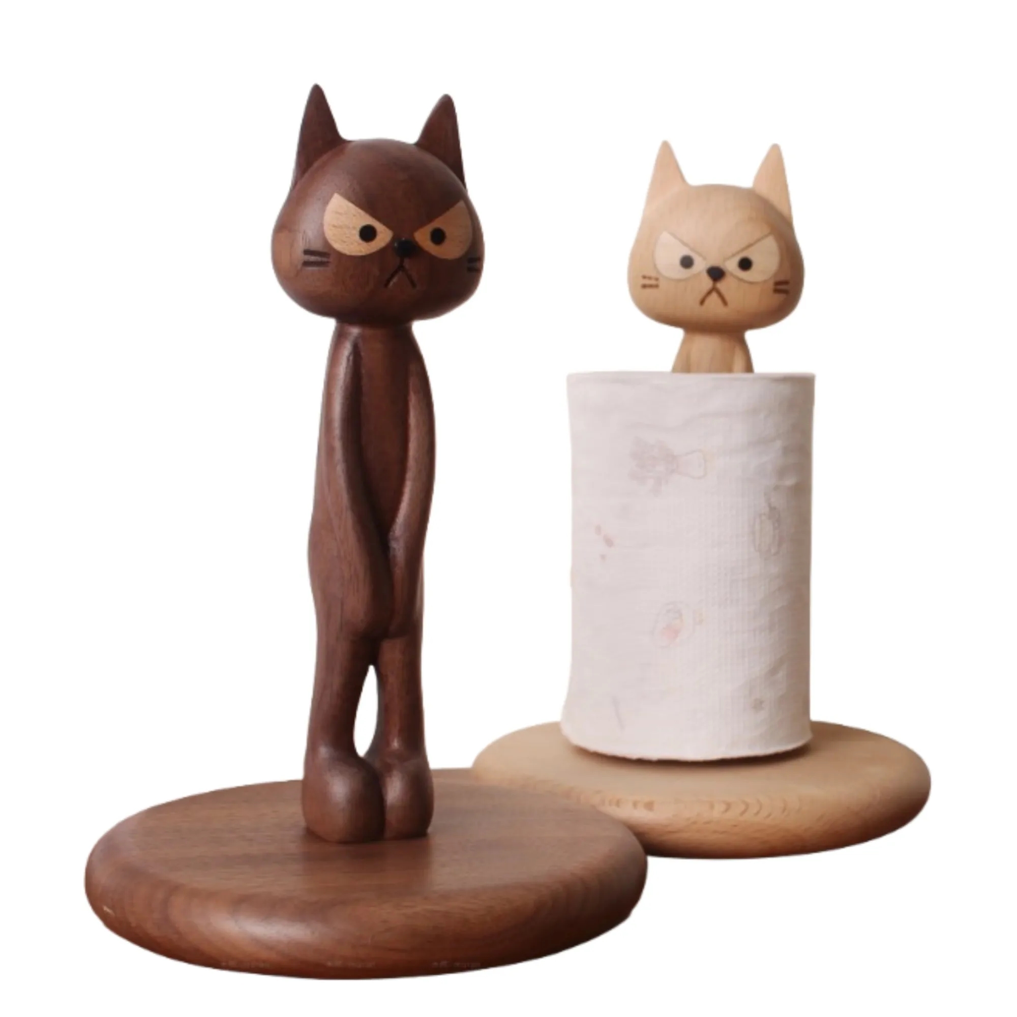 Wooden Cat Tissue Holder Standing 1