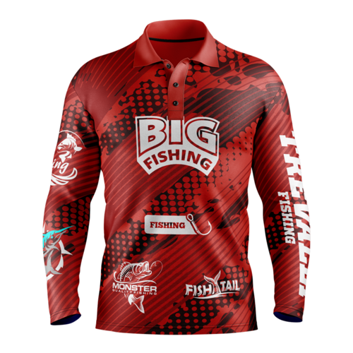 Unisex & Kids' Sublimation Long Sleeve Fishing Henley - 165G 4