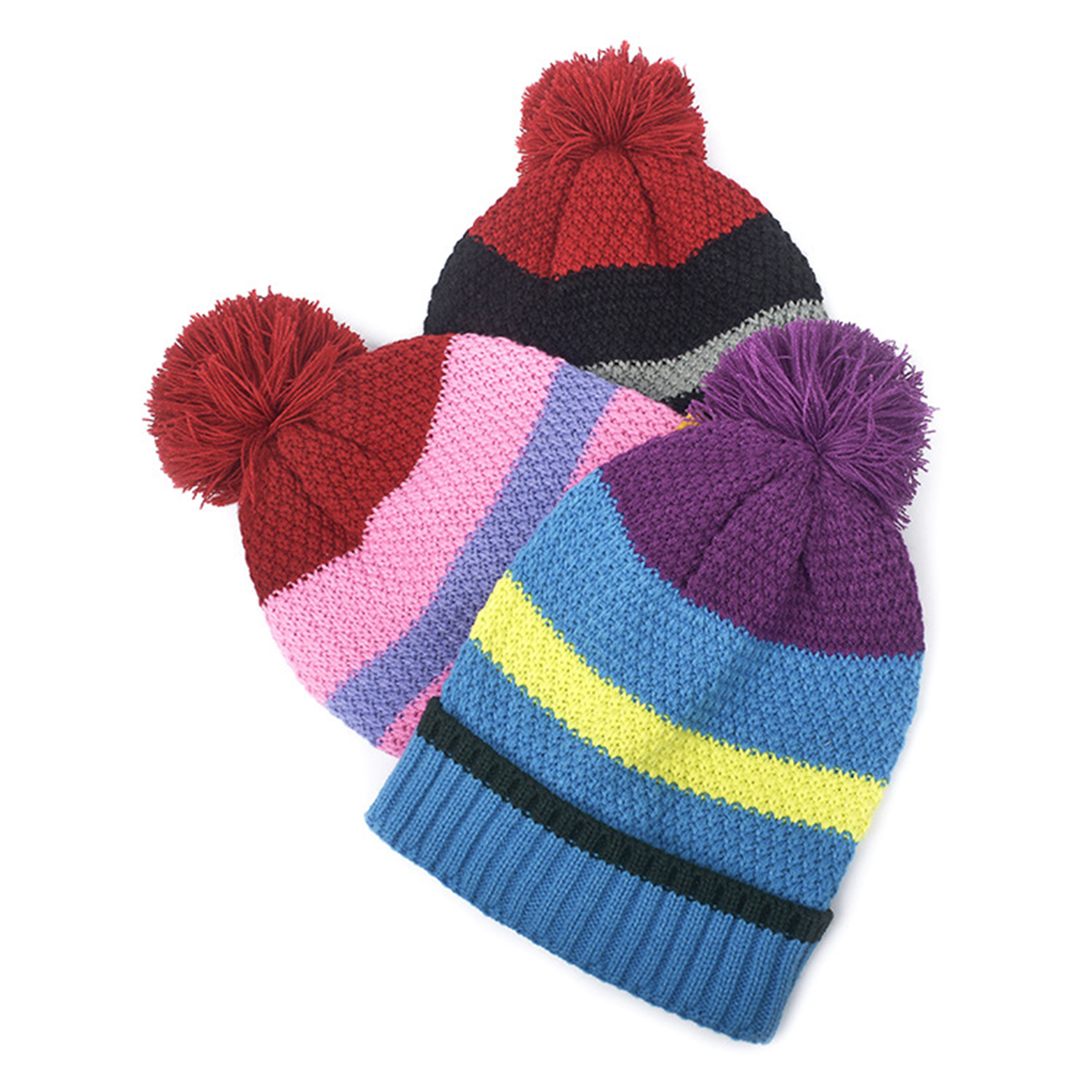 Knit Stripe Pom Beanie 3