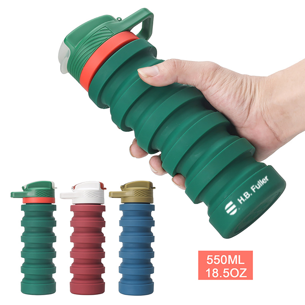18.5 Oz. Eco-Friendly Foldable Silicone Water Bottle 4