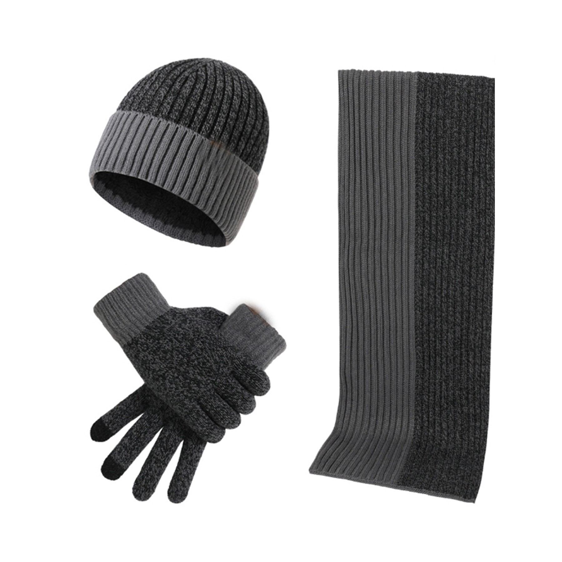 Beanie Hat Scarf Touch Screen Gloves Set 5