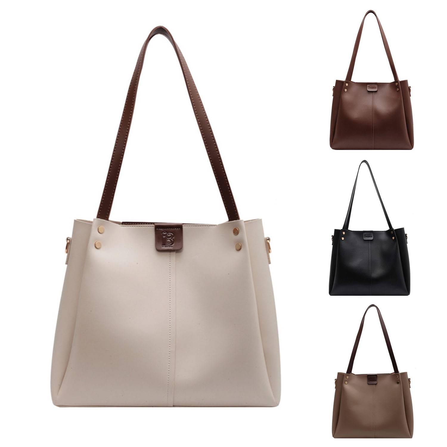 Simple Large Capacity PU Tote Bag, custom tote bag with logo imprint 2