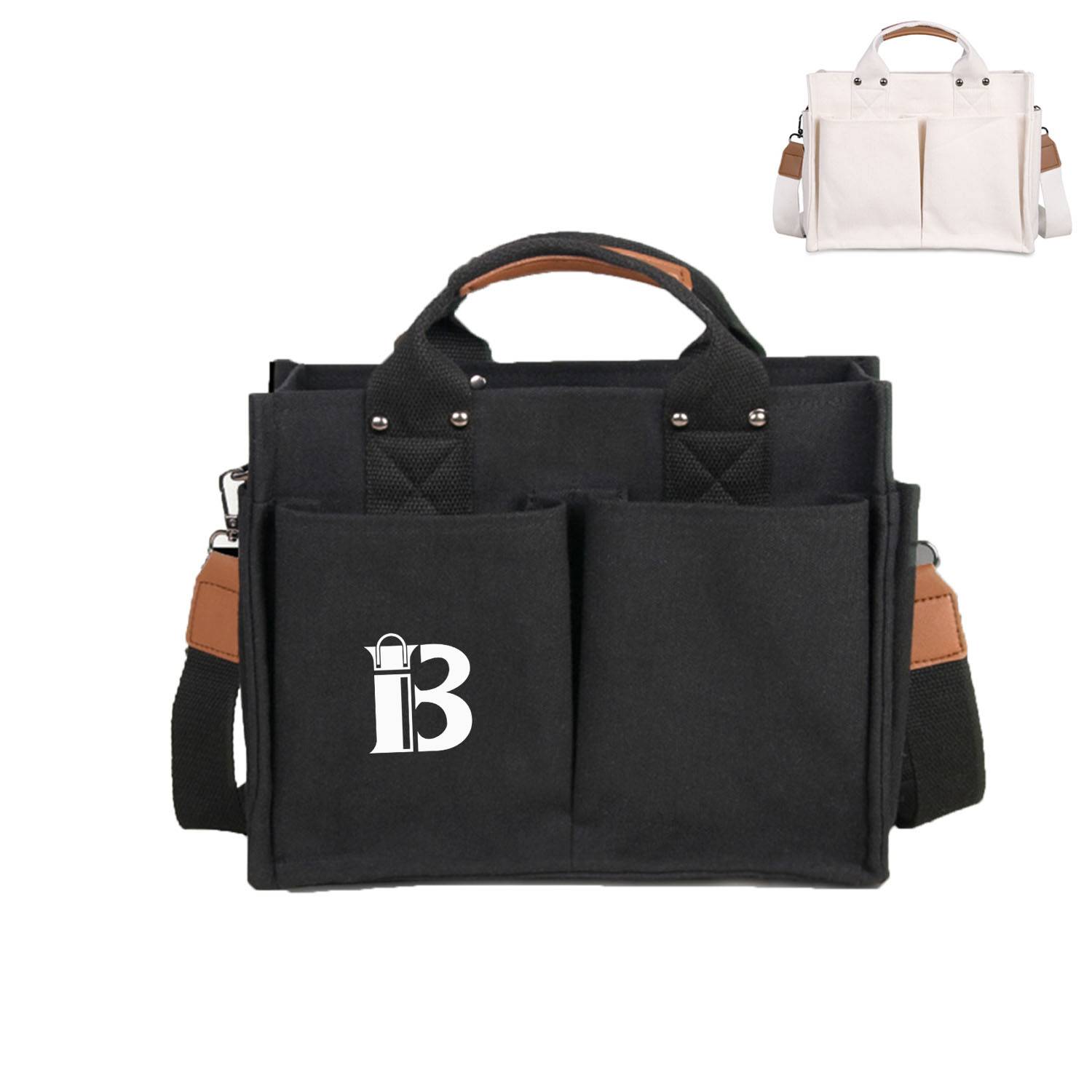 Canvas Multi-pocket Instagram Casual Crossbody Bag 1