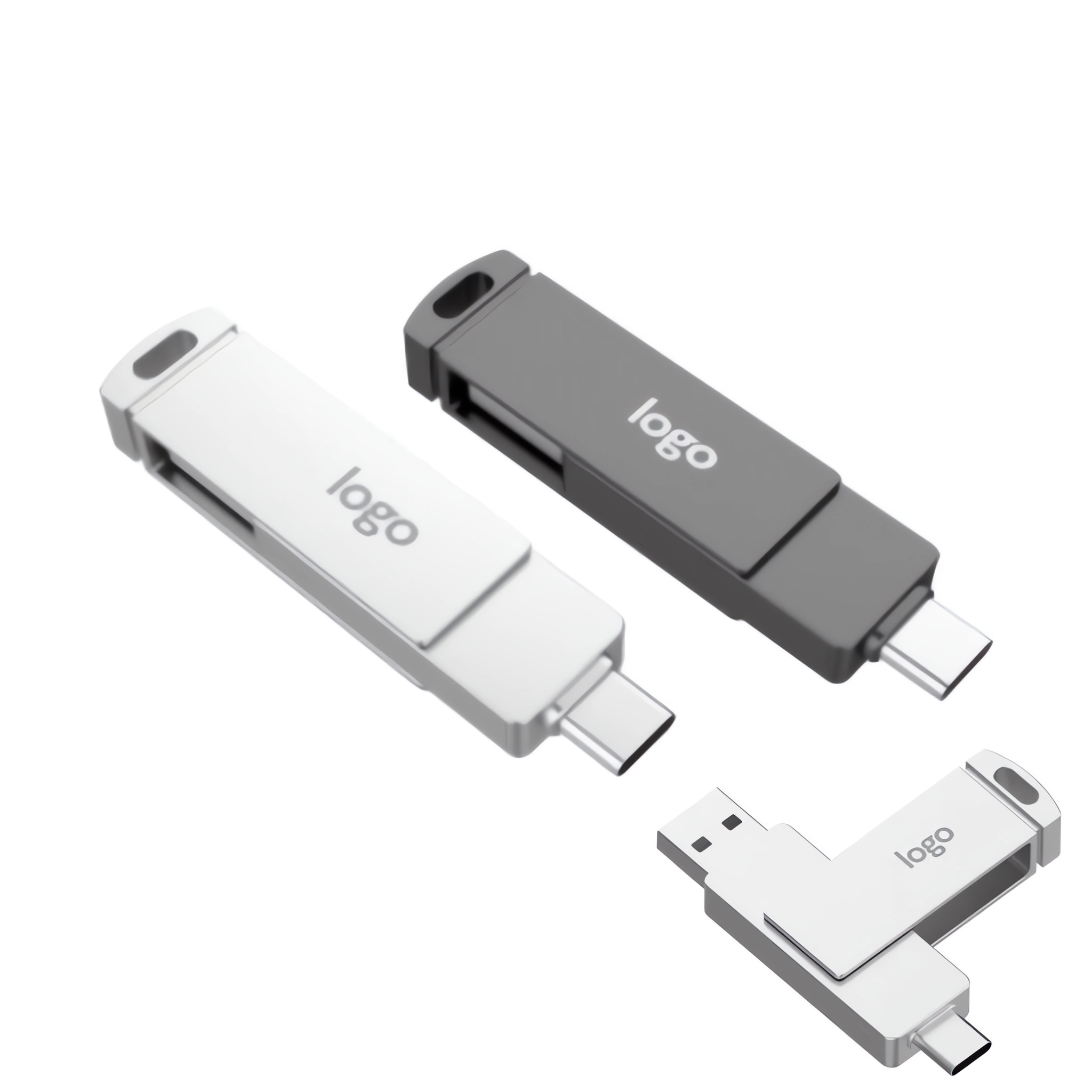 Metal Swivel Style Dual Interface USB Flash Drive (128GB) 1