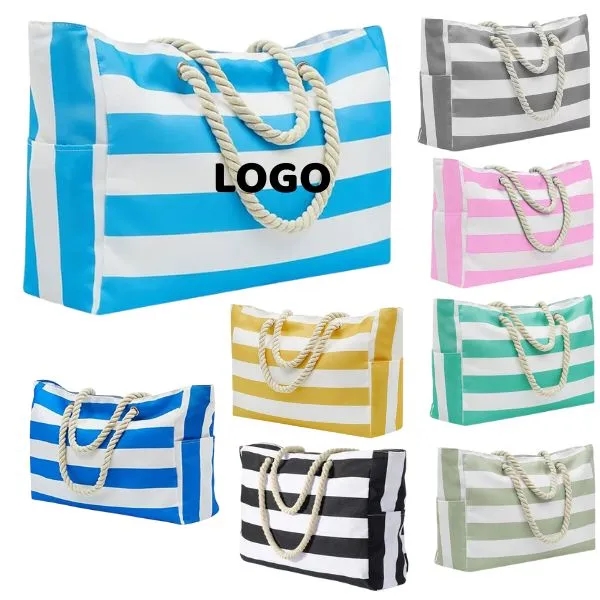 Colorful Large Zipper Beach Totes, custom tote bag with logo imprint 4