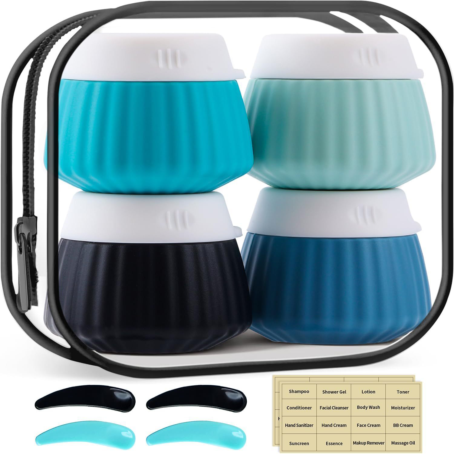 4PCS Silicone Travel Bottle Hand Squeeze Cosmetics Container 5
