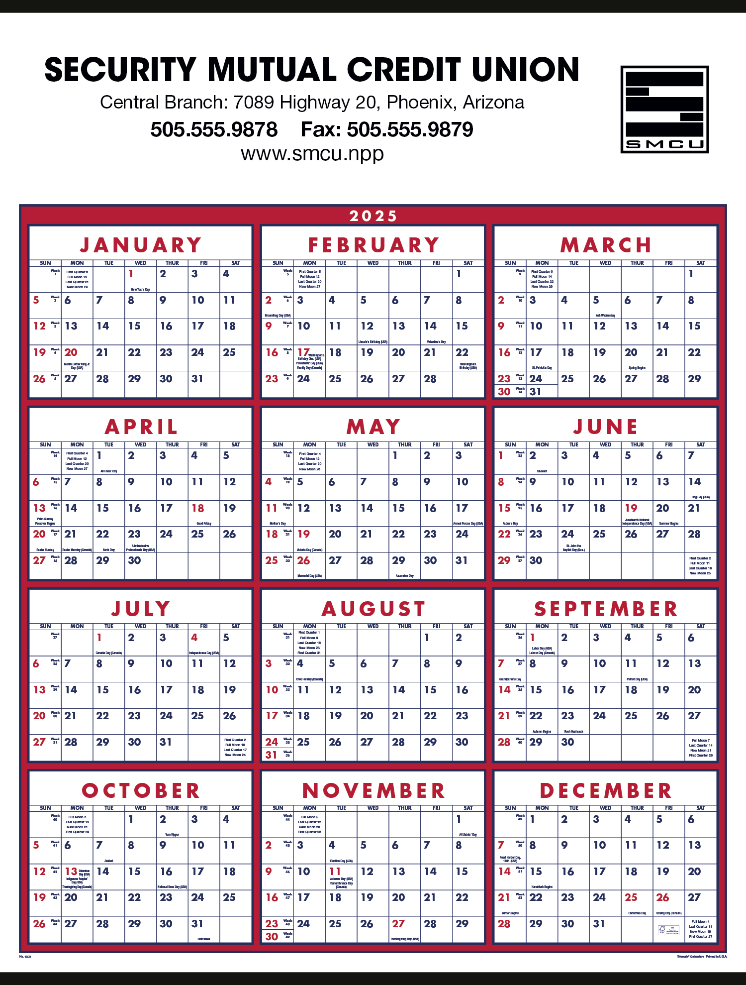 Triumph® Calendars Black & White Span-A-Year Non-Laminated Calendar 26