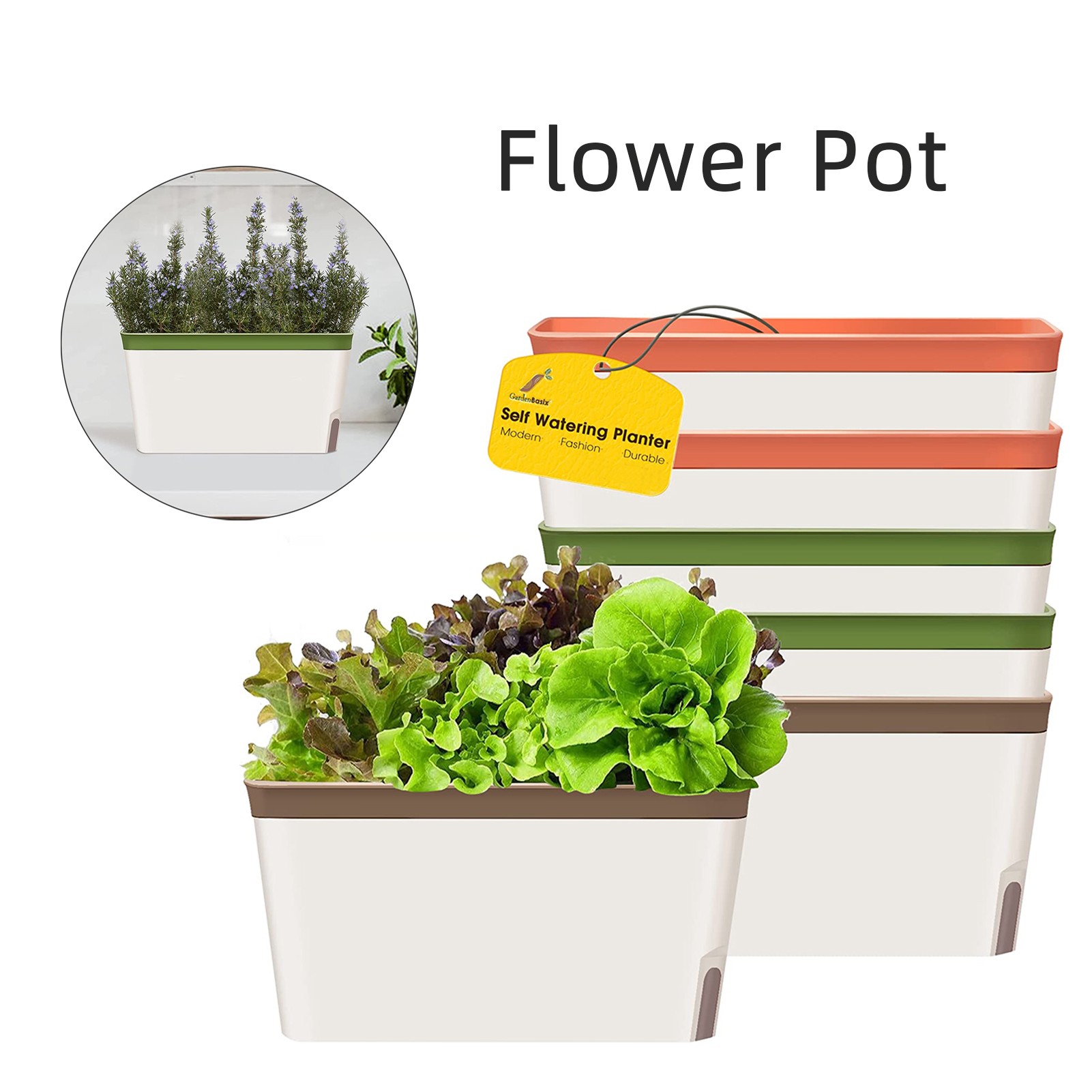 Rectangle Self Watering Planter Pots Window Box 3