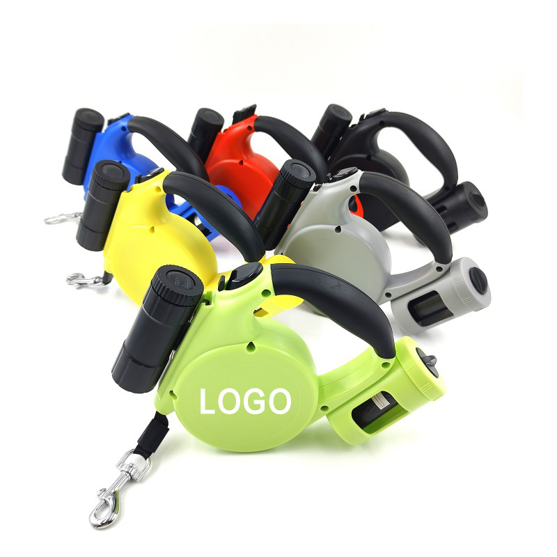 Retractable Dog Leash with Flashlight & Poop Bag Dispenser 2