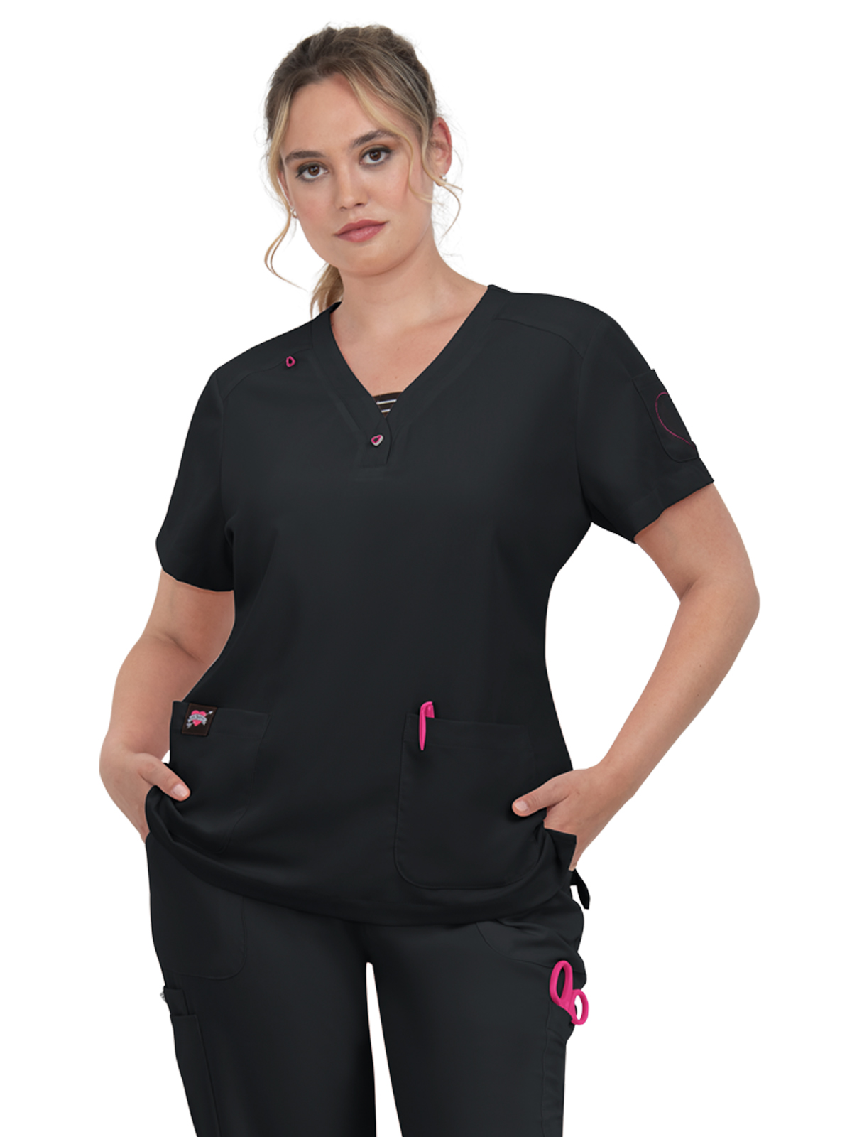 koi - Betsey Johnson - Women's Three-Pocket Striped Trim Kennedia Top 15