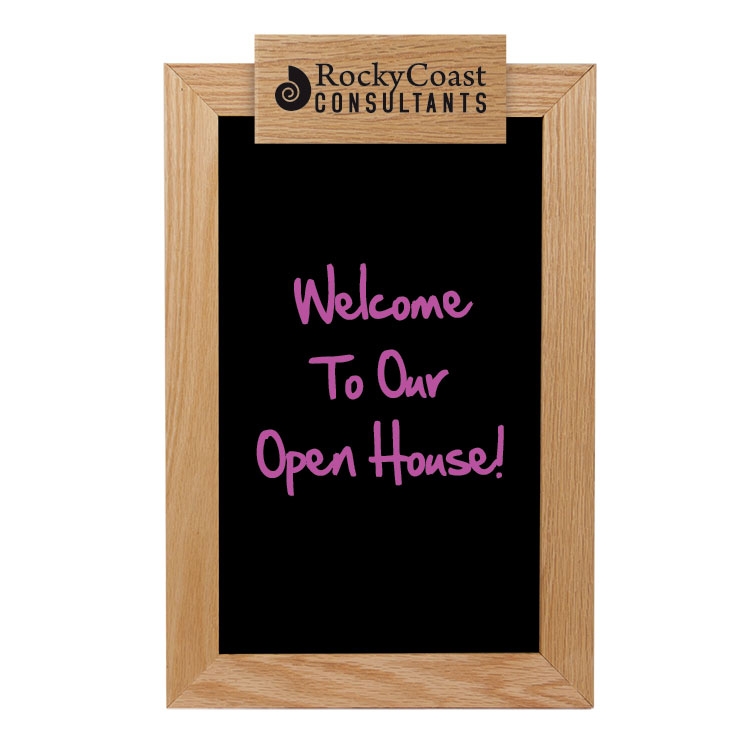 Wall Oak Frame Wet-Erase Board with Header 12"w x 18"h